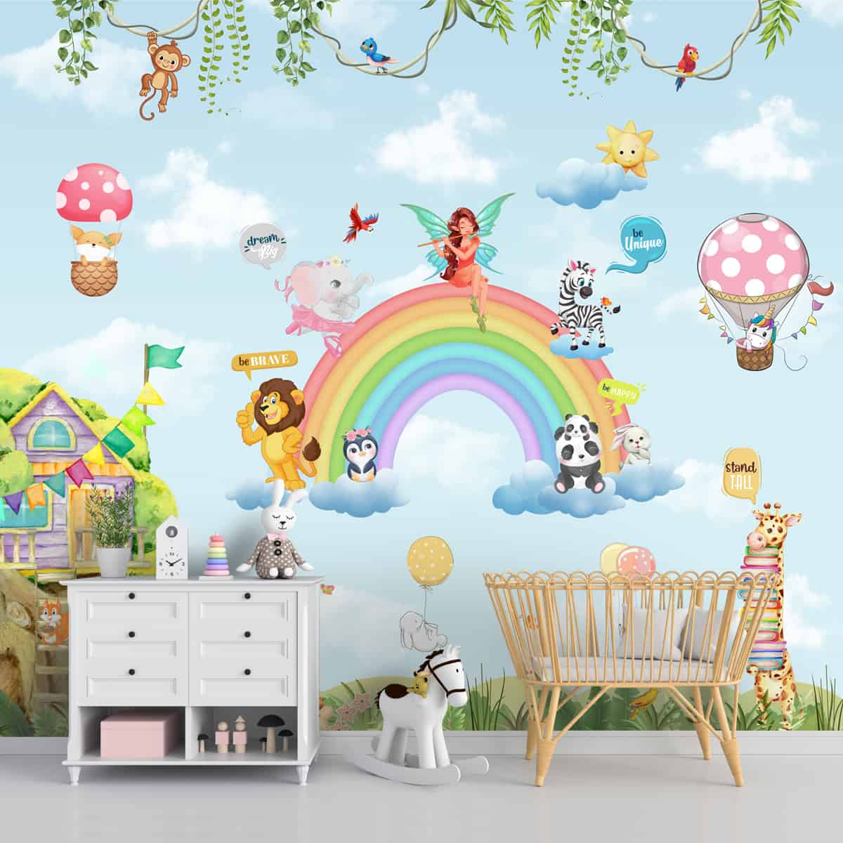 A close-up of a Fairyland Kids Design, Girls Room Wallpaper, Customised Sparkla N Shine Series Entertainment Design (Customised Size Wallpaper) with a finish available at Material Depot in Bangalore