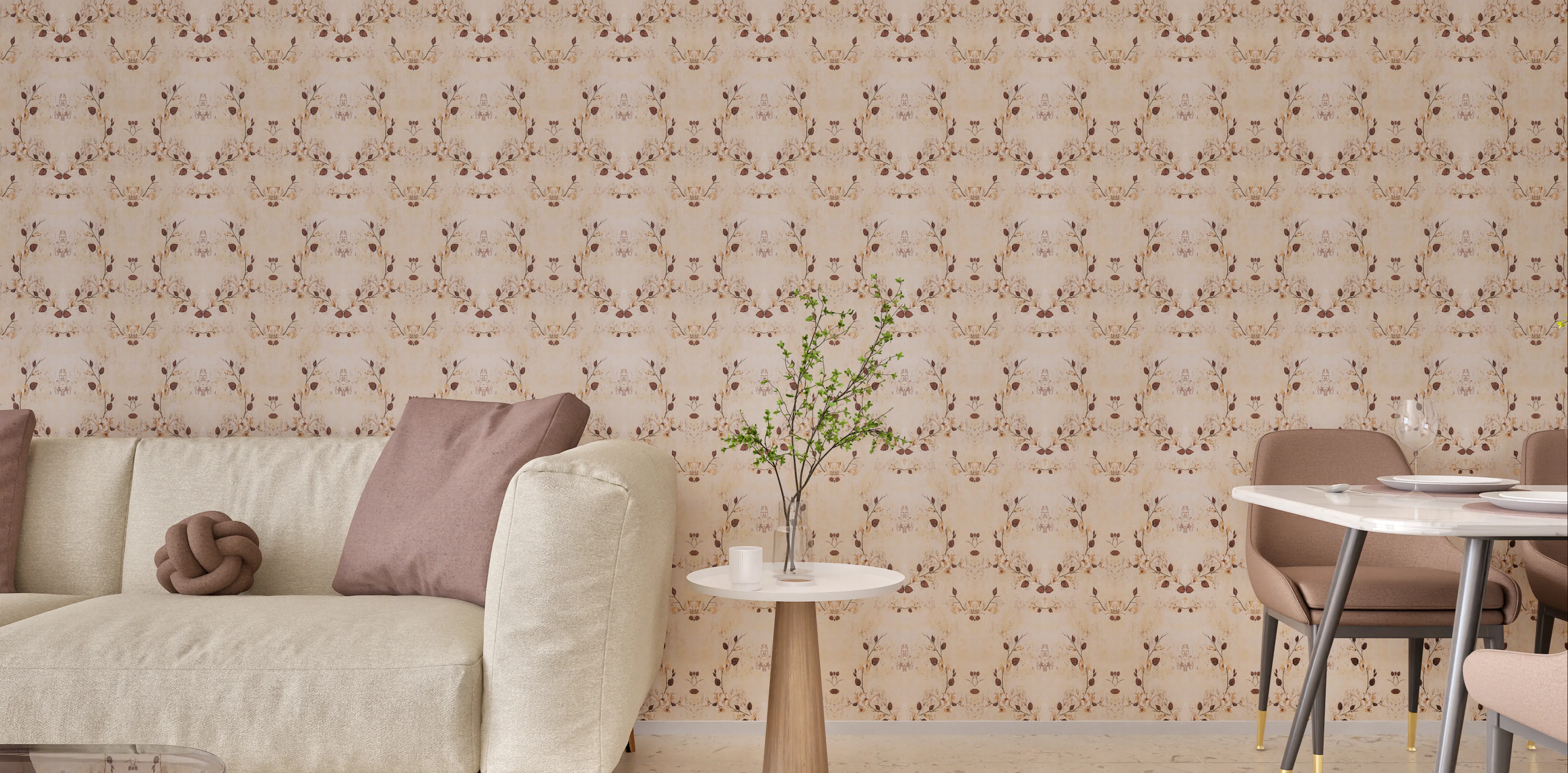 Floral Panels with a Modern Dining Area | Material Depot