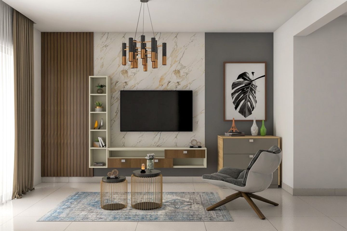 Modern Fluted TV Unit