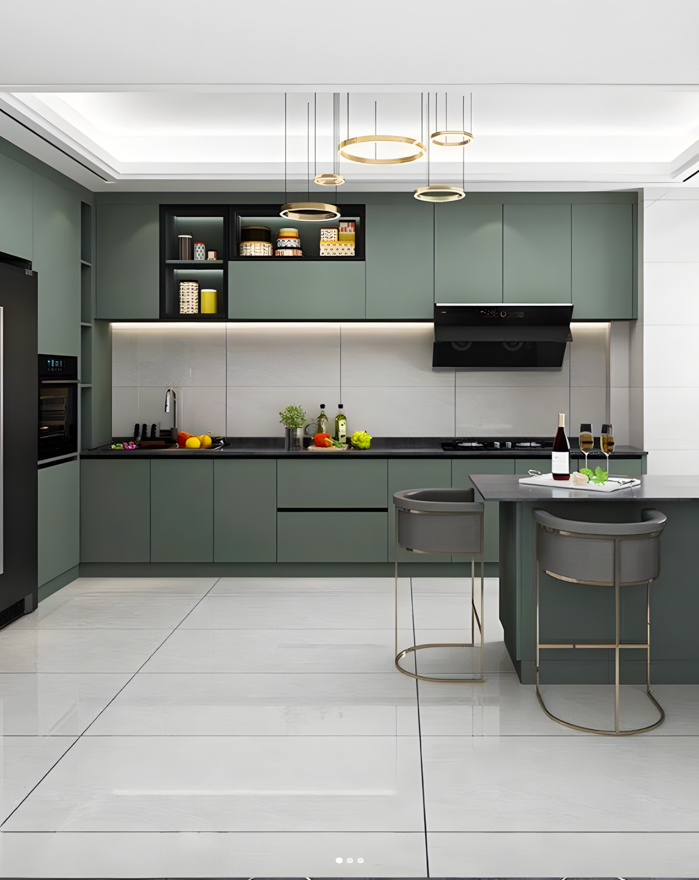 Functional Matte Green Kitchen Design | Material Depot