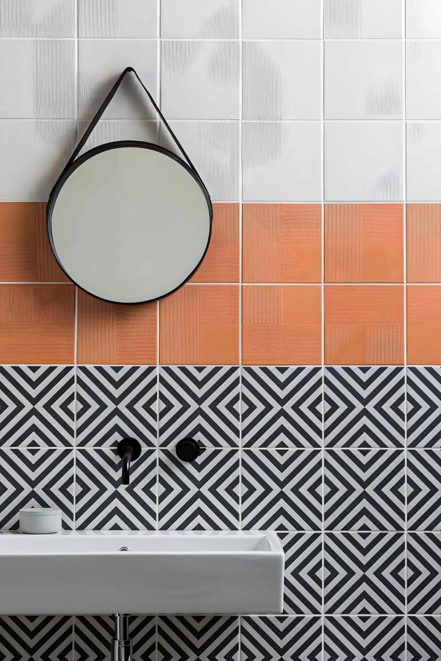 Geometric Boldness with Monochrome and Terracotta Accents | Material Depot