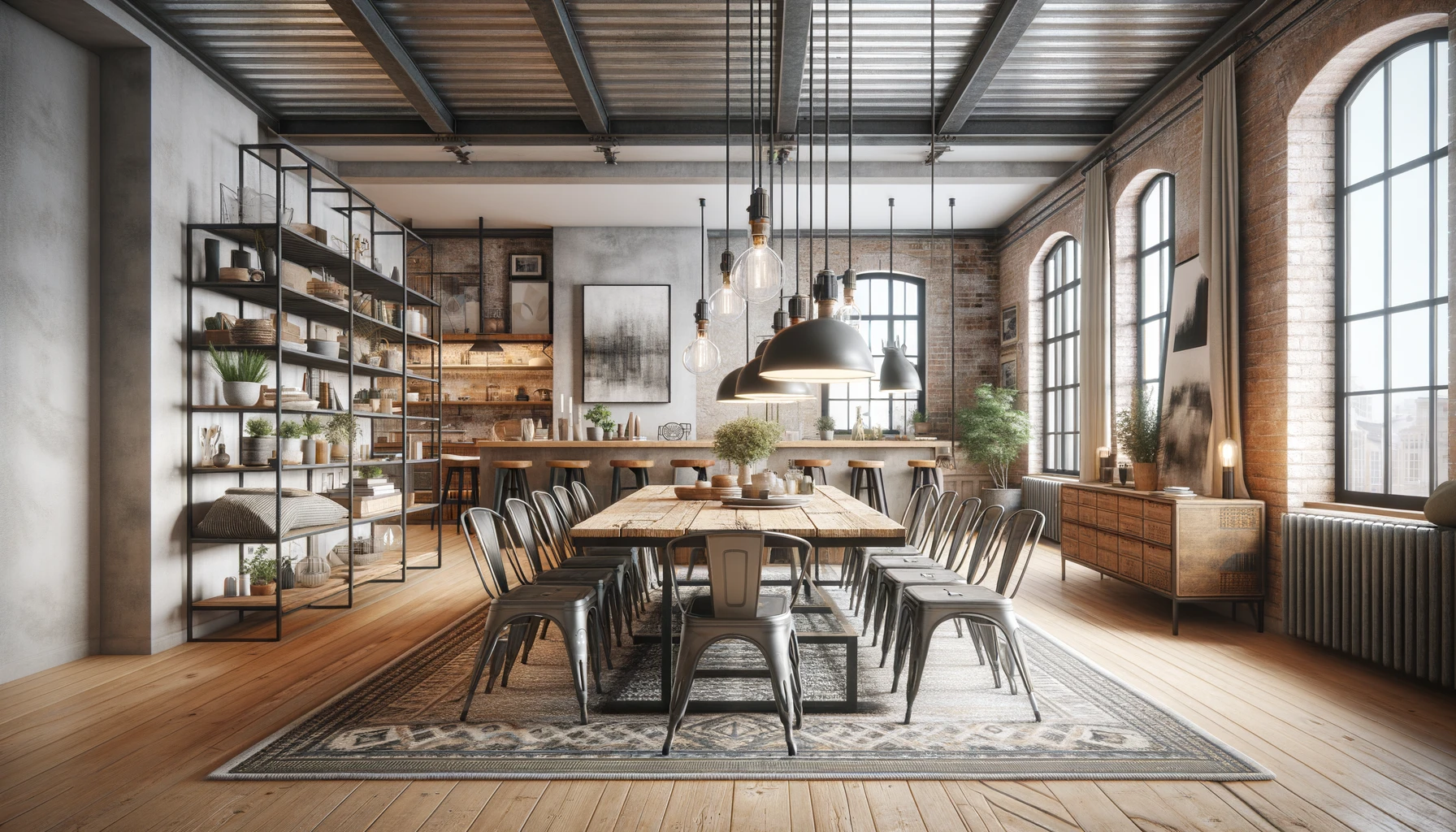 Harmonious Fusion of Warm Wood and Industrial Metal in Dining | Material Depot