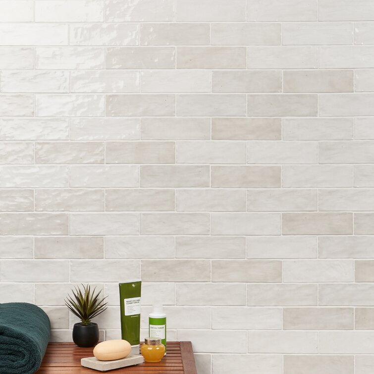 Harmony in Horizons Serene Hues in Horizontal Tiles Bathroom | Material Depot