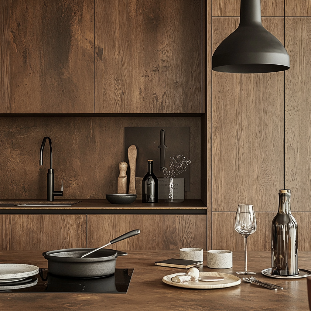 Industrial Chic Kitchen with Dark Wood Accents | Material Depot