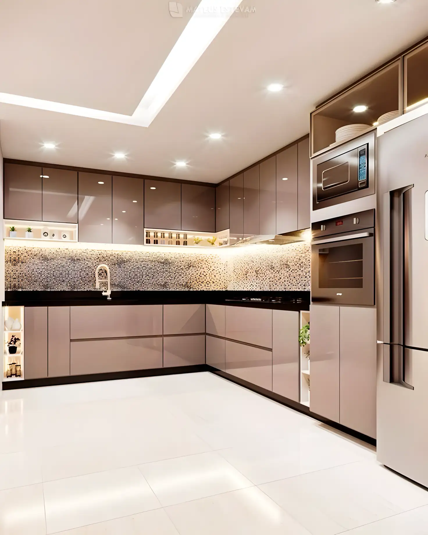 Integrated Kitchen With Mosaic Backsplash | Material Depot