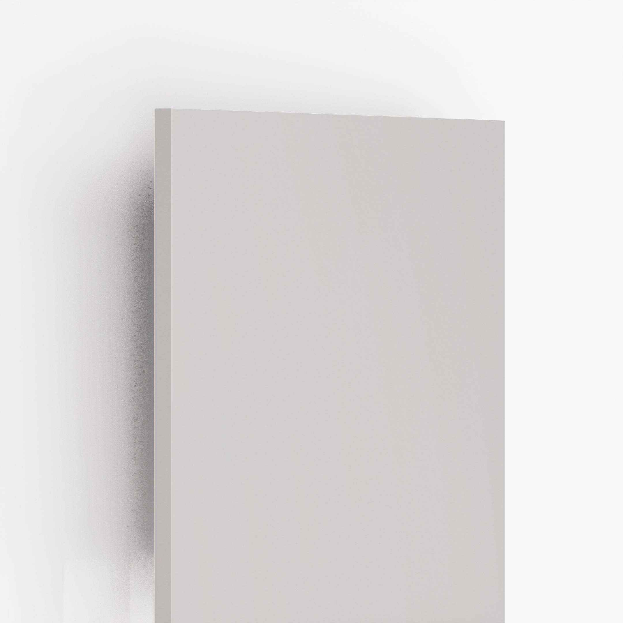 Closeup image of 618x MR Absolute White 8 ft x 4 ft Mirrors Series Laminate - 1 mm in an isometric setup | Material Depot