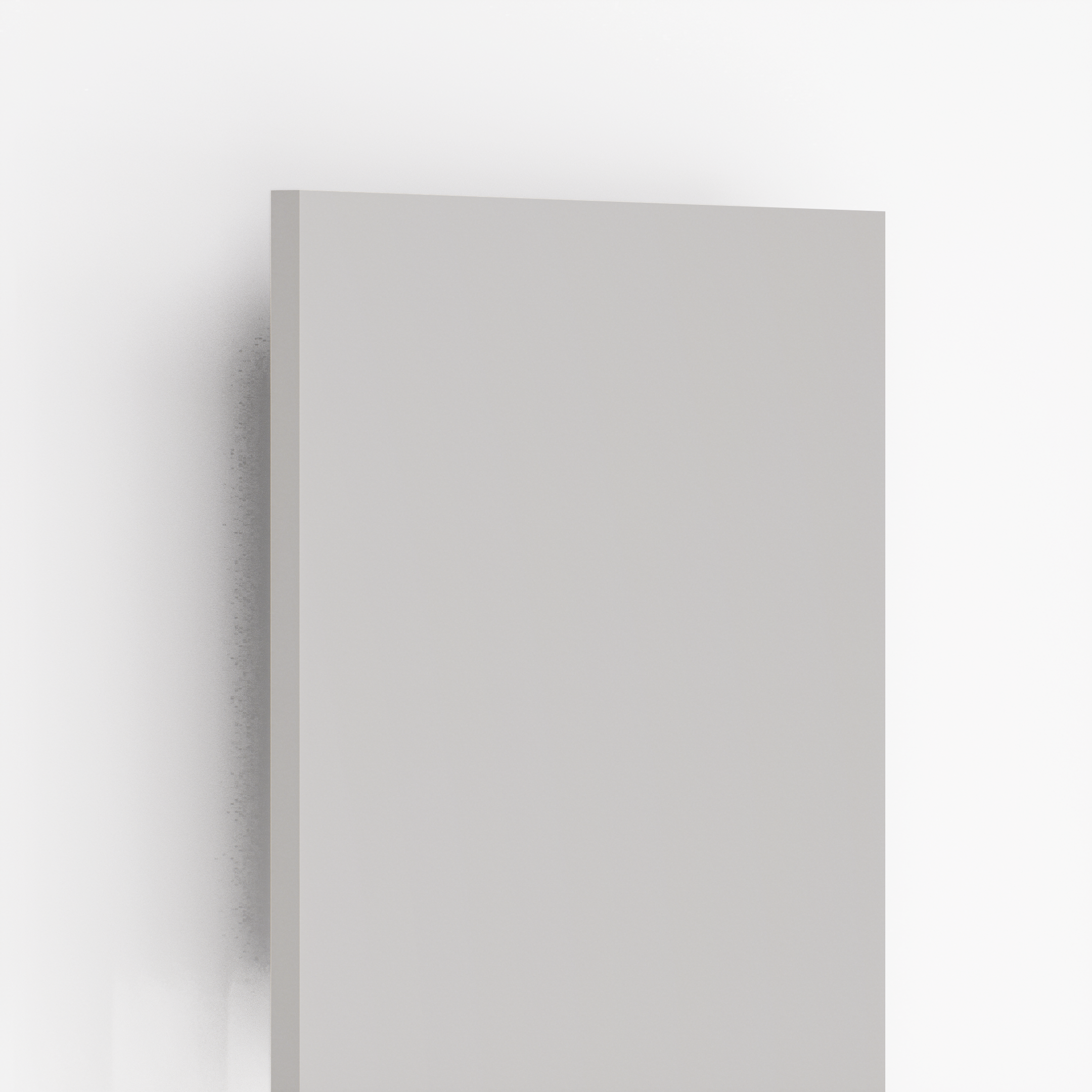 Closeup image of 8101 SF Grey Solid Pastels Finish 8 ft x 4 ft Laminate - 0.8 mm in an isometric setup | Material Depot