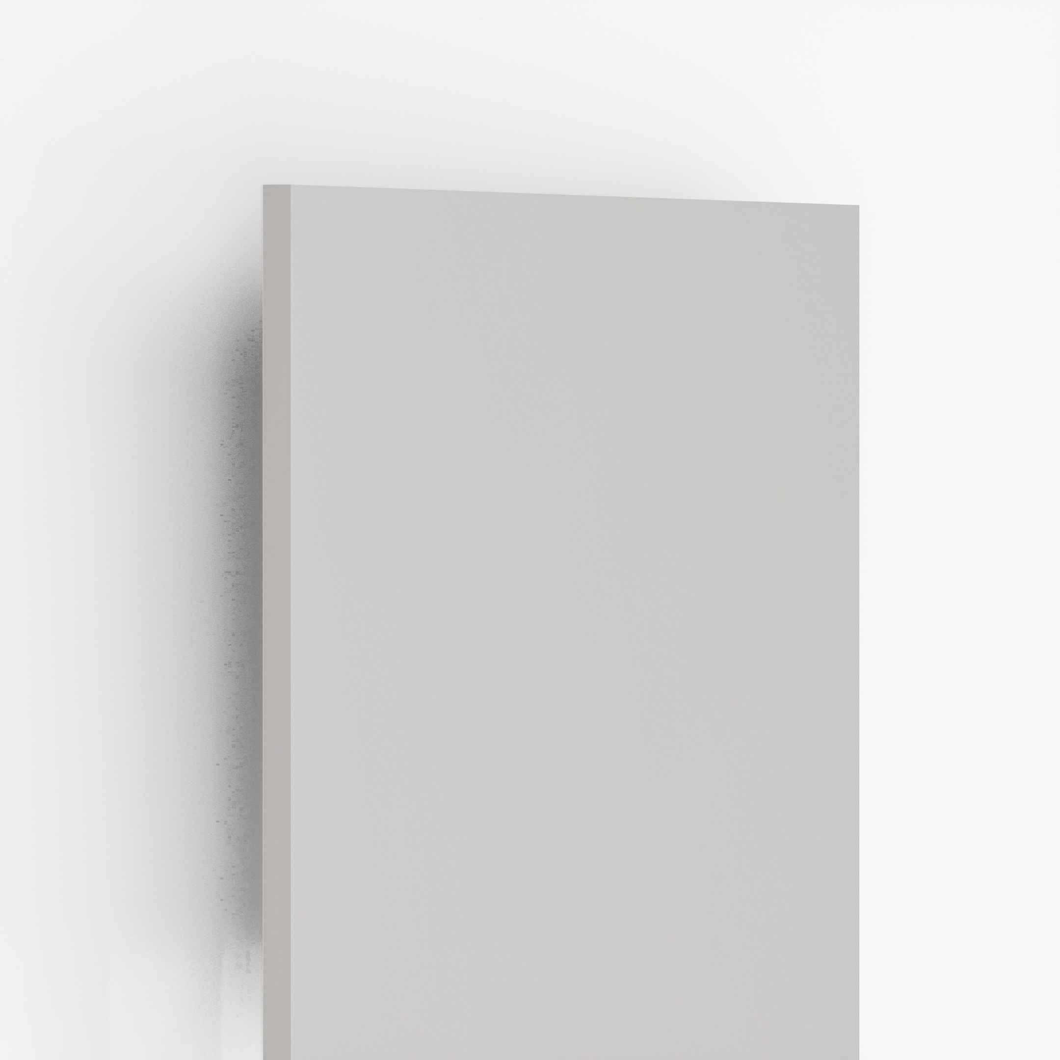 Closeup image of 8101 MF Grey Solid Pastels Finish 8 ft x 4 ft Laminate - 0.8 mm in an isometric setup | Material Depot