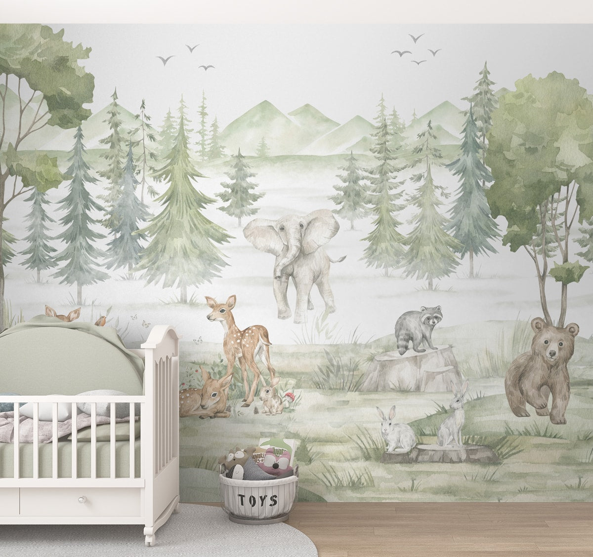 A close-up of a Jungle Safari Kids Room Wallpaper, Customised Sparkla N Shine Series Entertainment Design (Customised Size Wallpaper) with a finish available at Material Depot in Bangalore