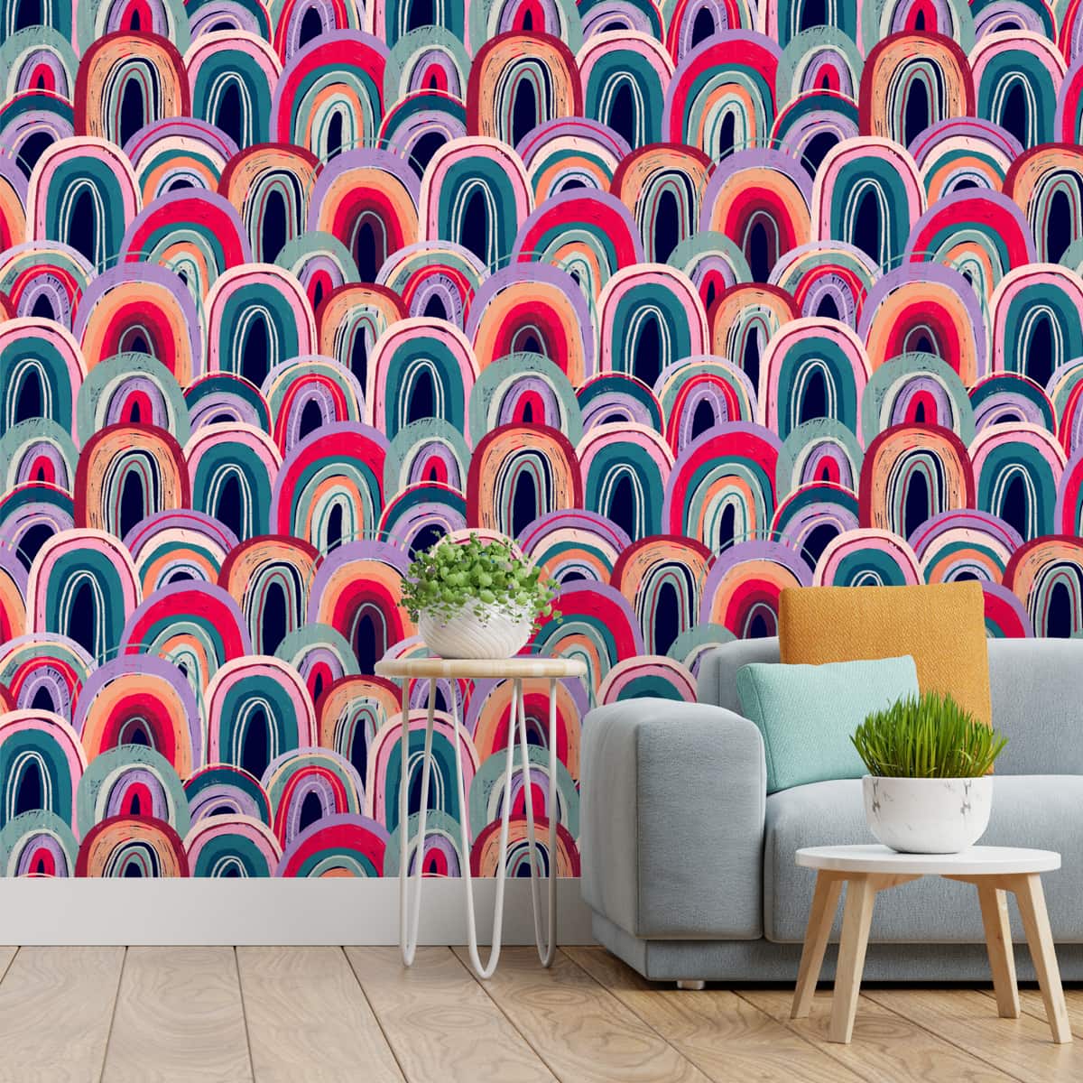 A close-up of a Vibrant and Colorful Kids Room Wallpaper Sparkla N Shine Series Abstract Design (Customised Size Wallpaper) with a finish available at Material Depot in Bangalore