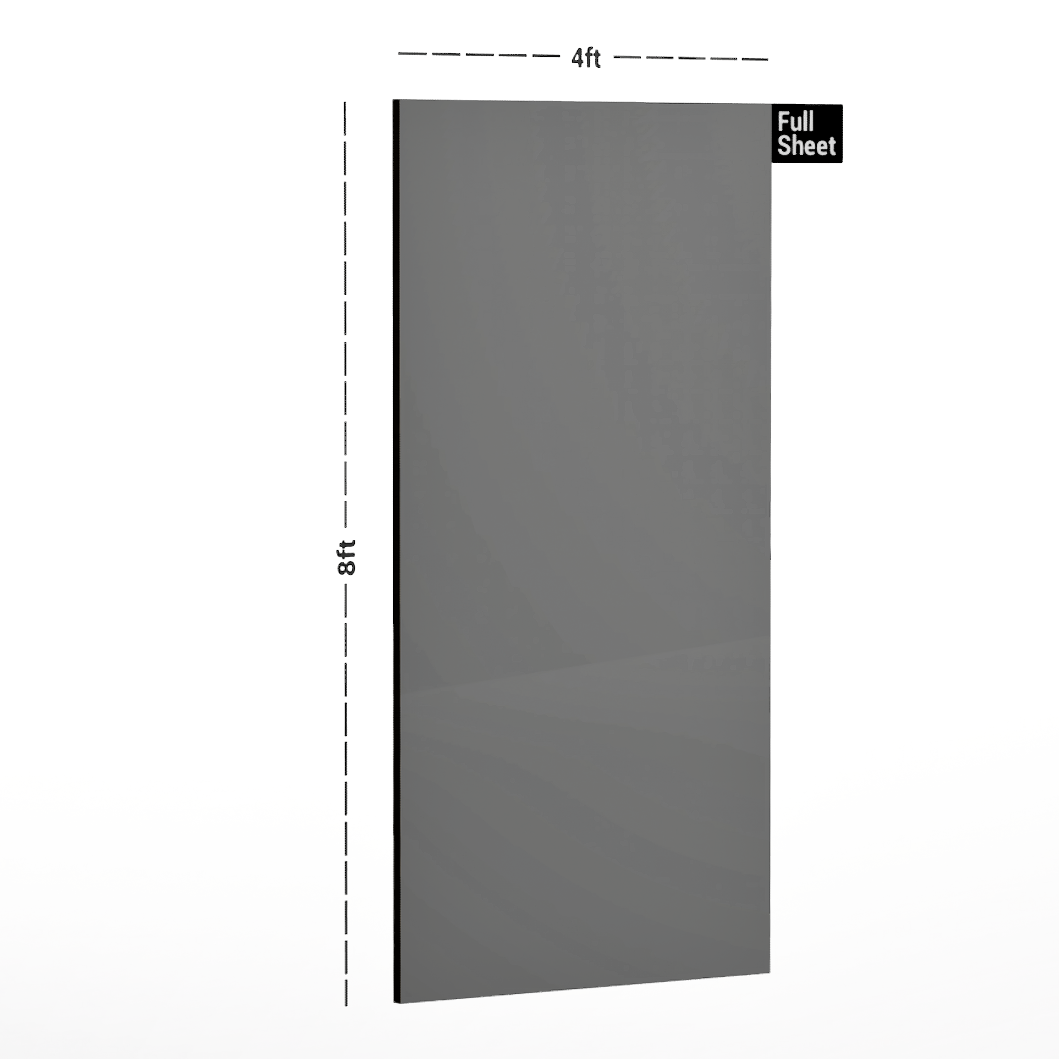 Dimension image of 1241 ZK SP Stonington Grey 8 ft x 4 ft Romania Zero Matt Pastels Finish Laminate - 1 mm in an isometric setup | Material Depot