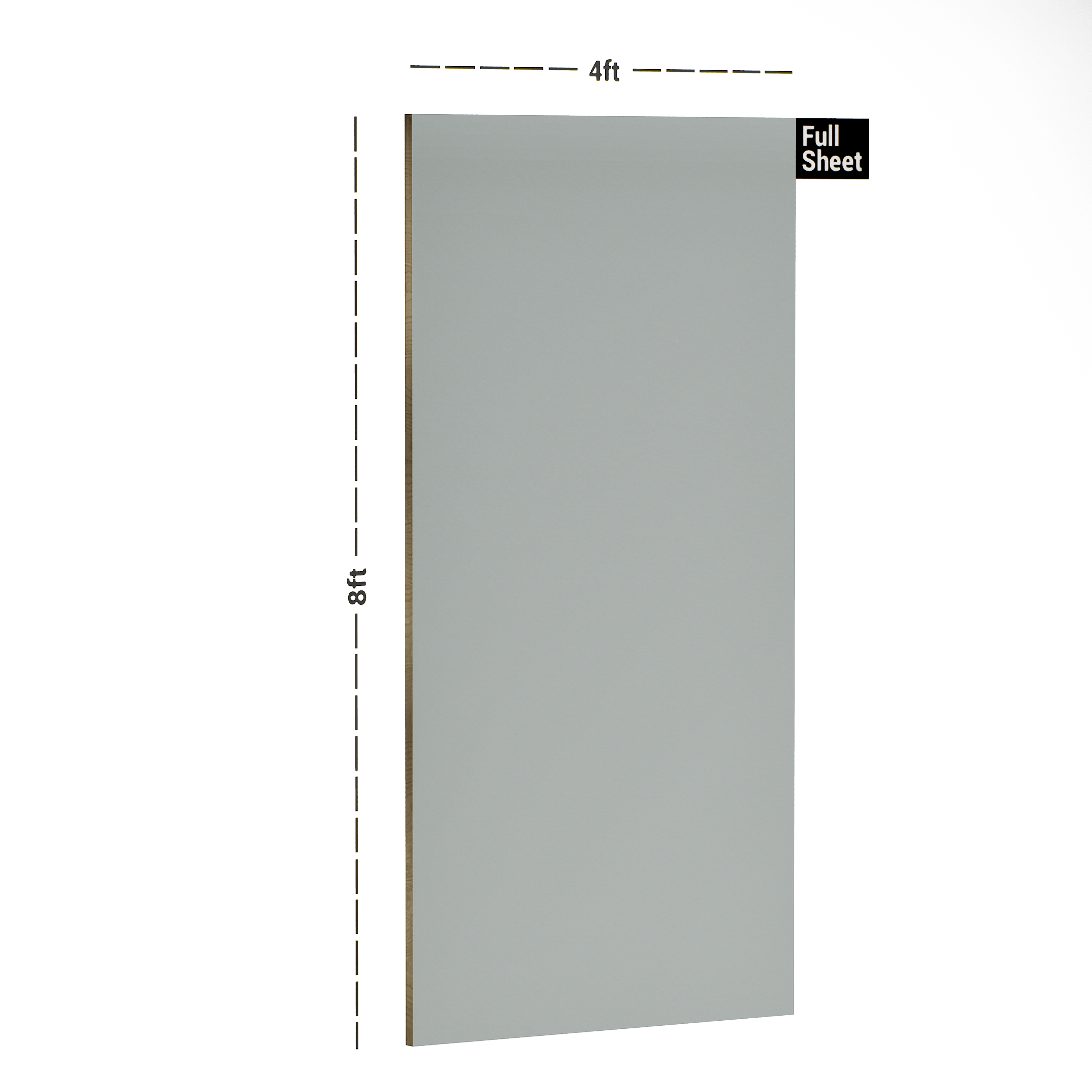 Dimension image of SILVER GREY-225 SU 2440x1220 mm Suede Finish 1mm Laminate in an isometric setup | Material Depot