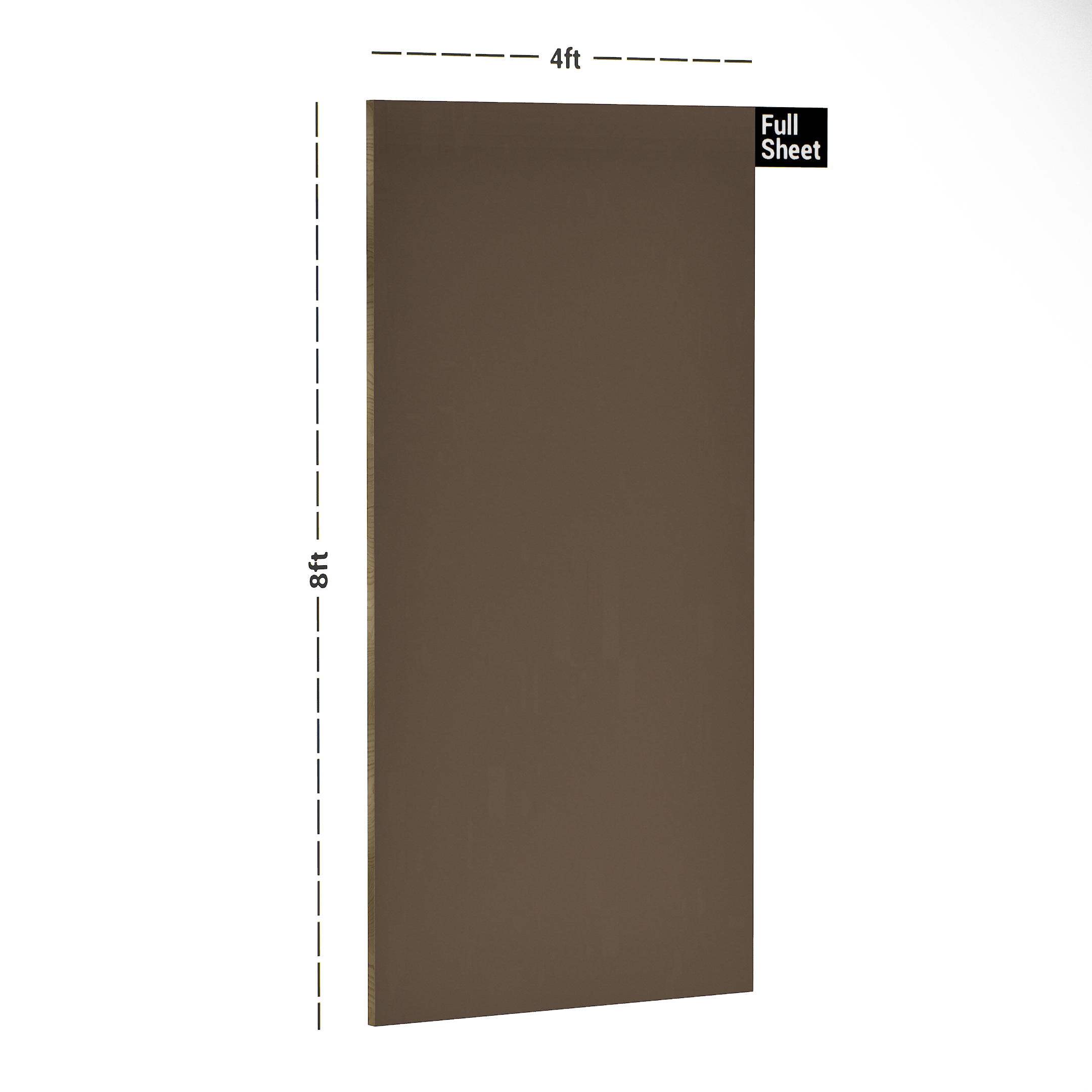 Dimension image of 2429 G Cappuccino 8 Ft x 4 Ft Icore Series Designer Laminates  - 1 mm in an isometric setup | Material Depot