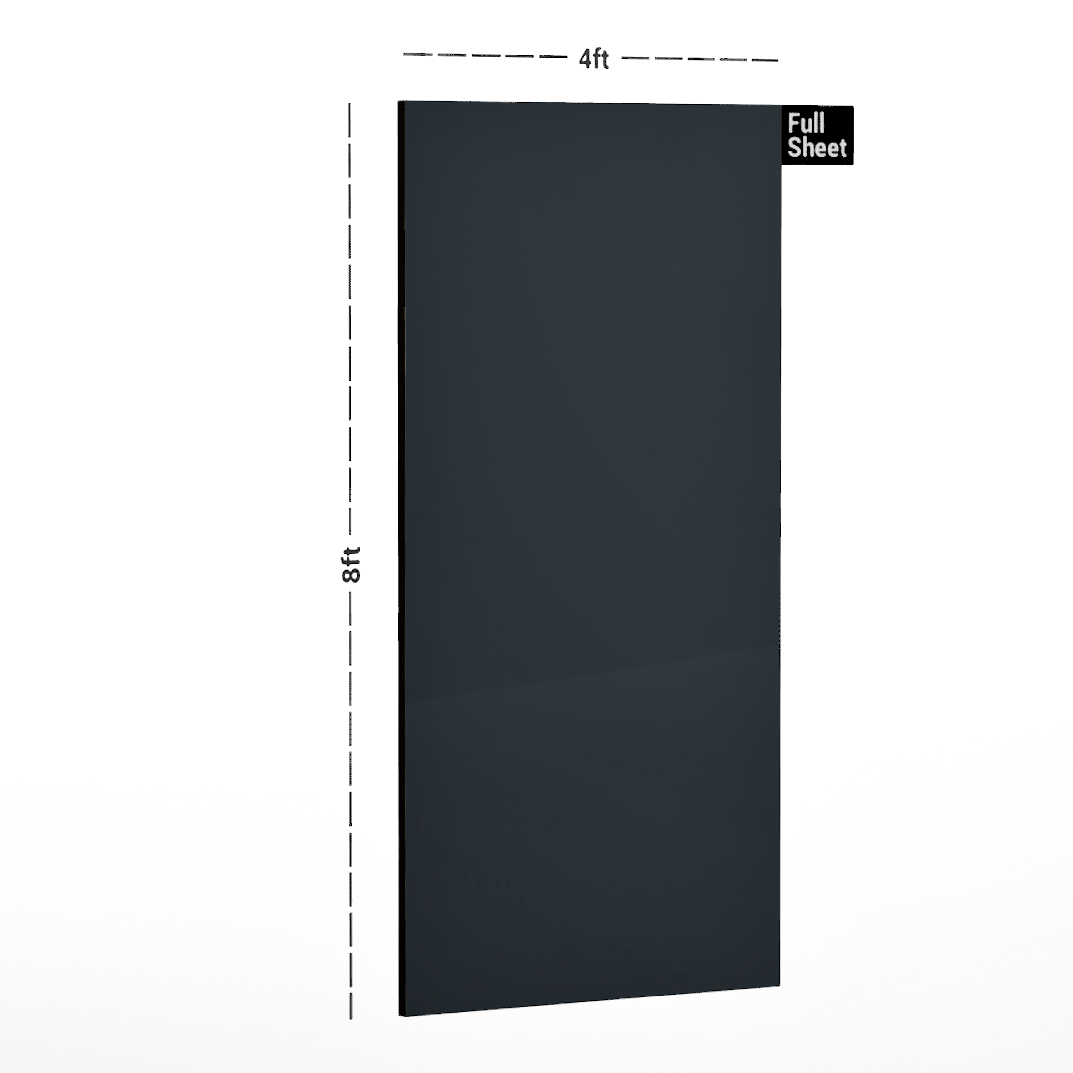 Dimension image of AR 4006 Grey Mirror 8 ft x 4 ft Mirror Finish Acrylic Laminate - 1.5 mm in an isometric setup | Material Depot