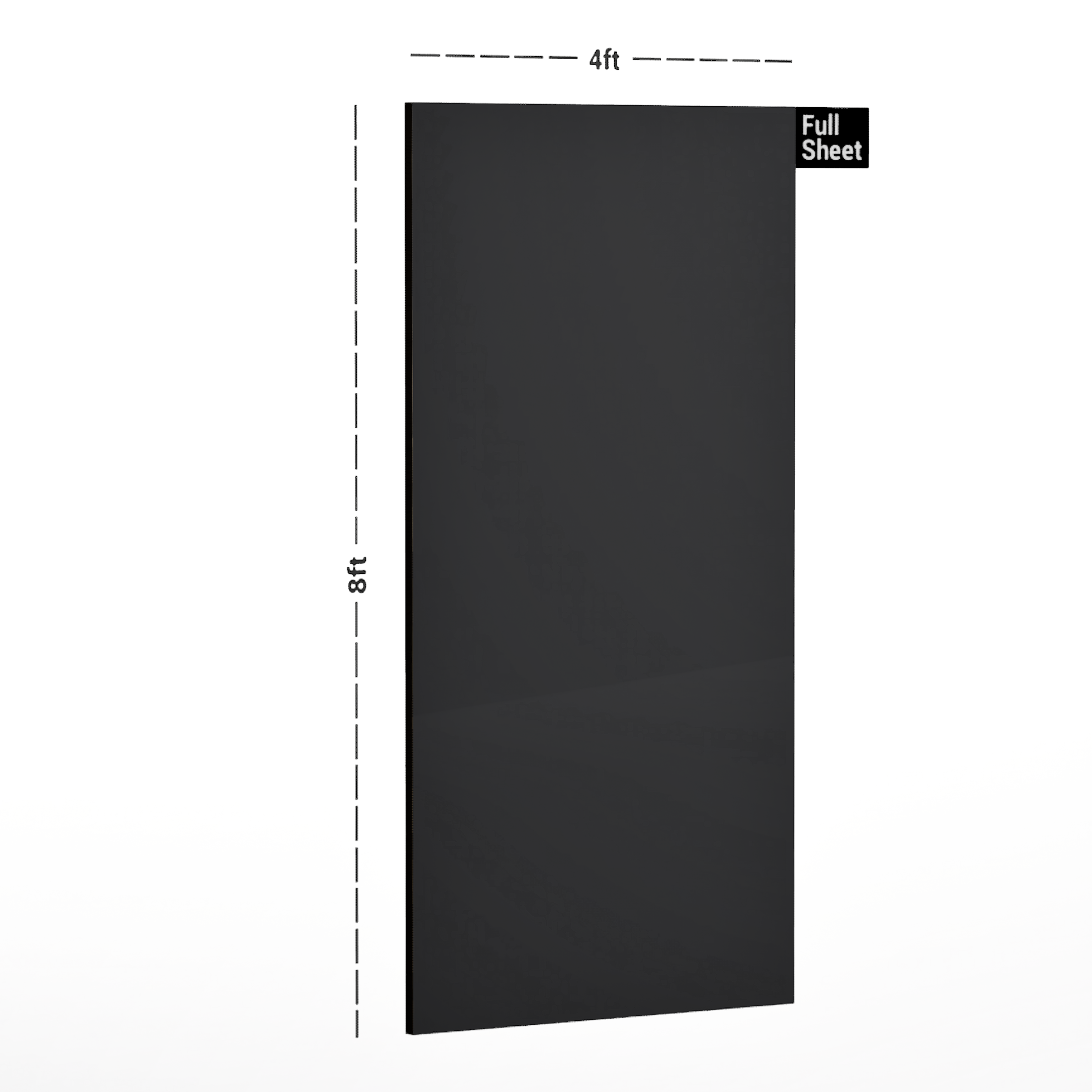 Dimension image of AR 1021 Dark Grey 8 ft x 4 ft Plain Color Finish Acrylic Laminate - 1.5 mm in an isometric setup | Material Depot