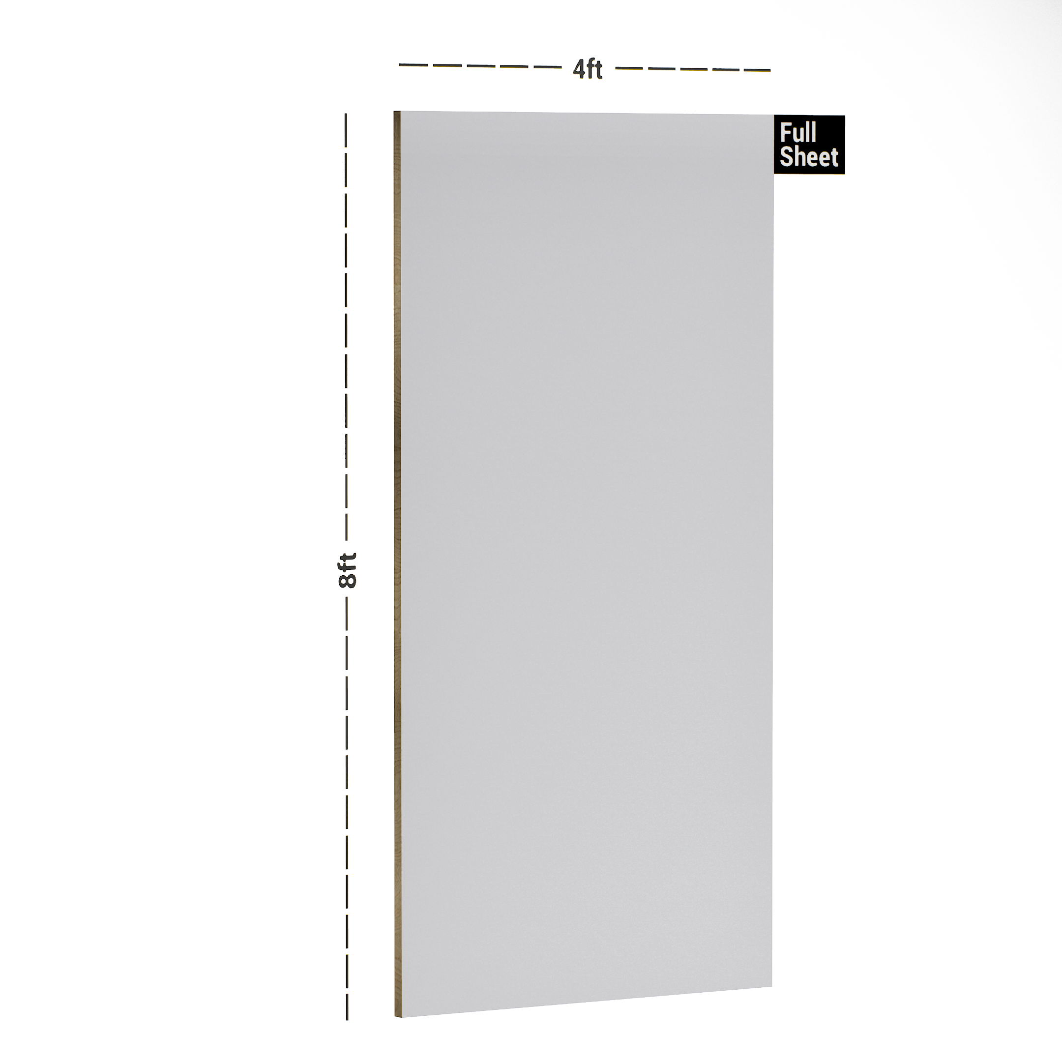 Dimension image of UCO 660  Absolut White 8 ft x 4 ft Unicore Finish The One MM Laminate - 1 mm in an isometric setup | Material Depot