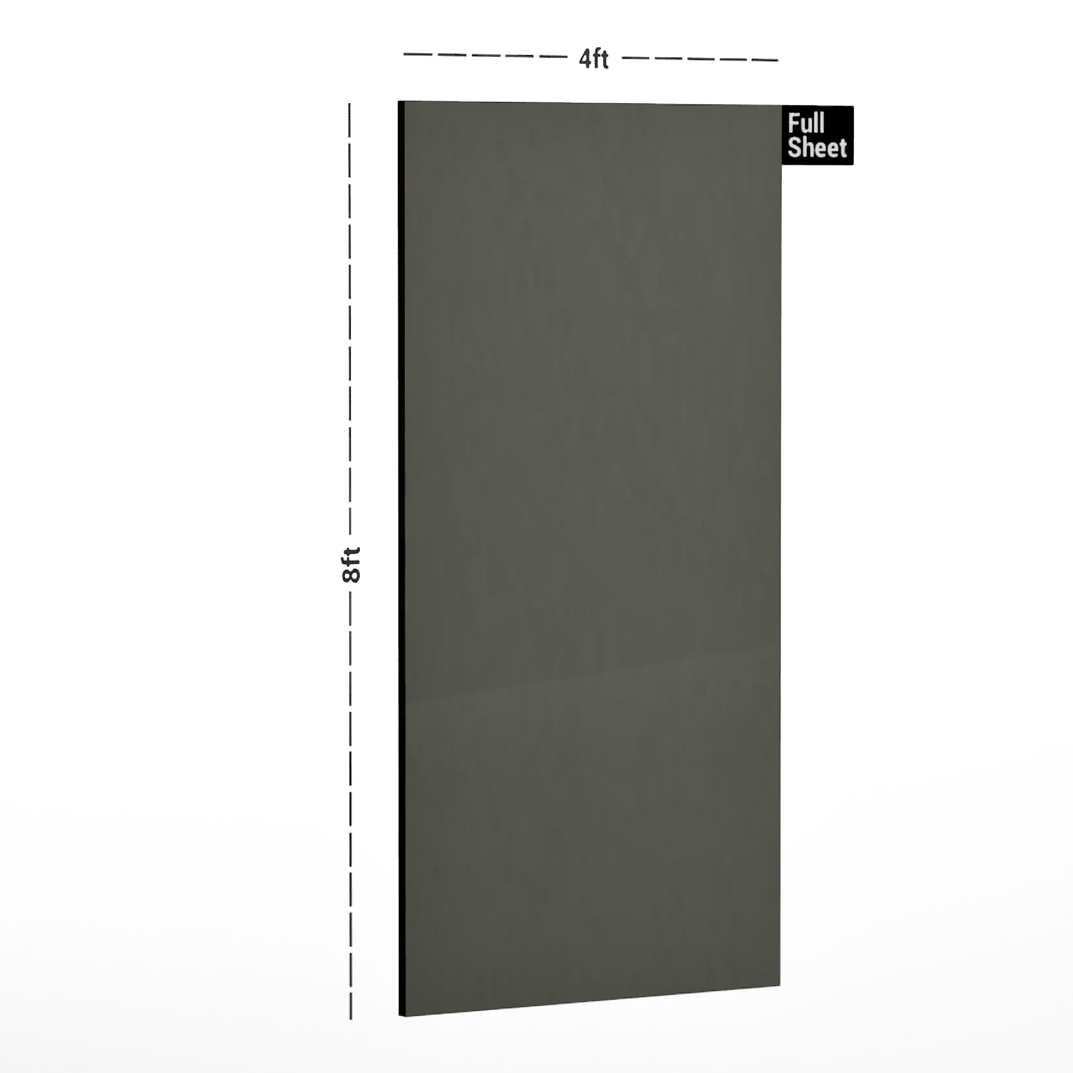 Dimension image of 1334 HG Liner Natural Wonders Moon Grey 8 ft x 4 ft High Gloss Finish Laminate - 0.8 mm in an isometric setup | Material Depot