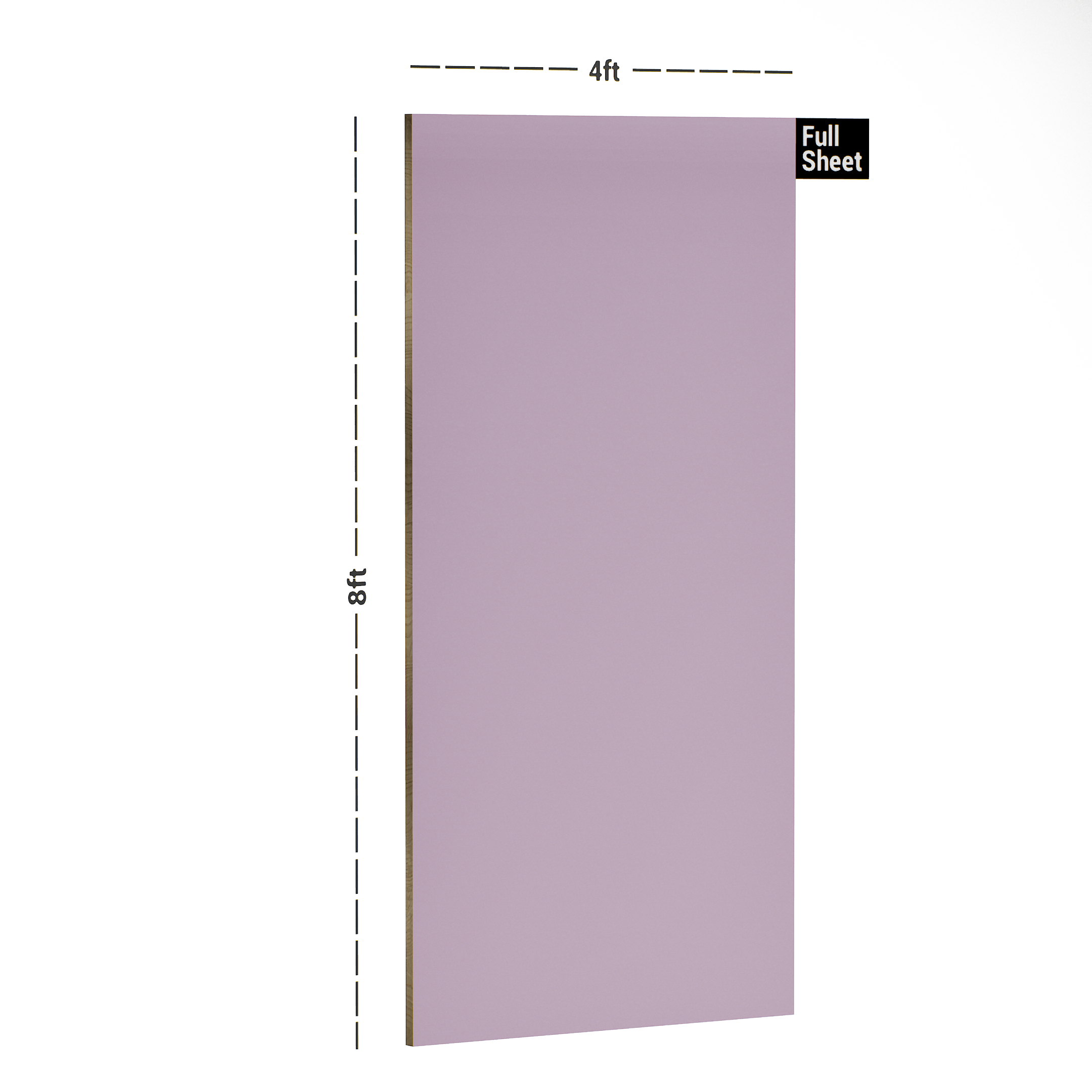 Dimension image of SA 23663 Enigma  8 ft x 4 ft High Gloss Finish Acrylic Laminate - 1.25 mm in an isometric setup | Material Depot