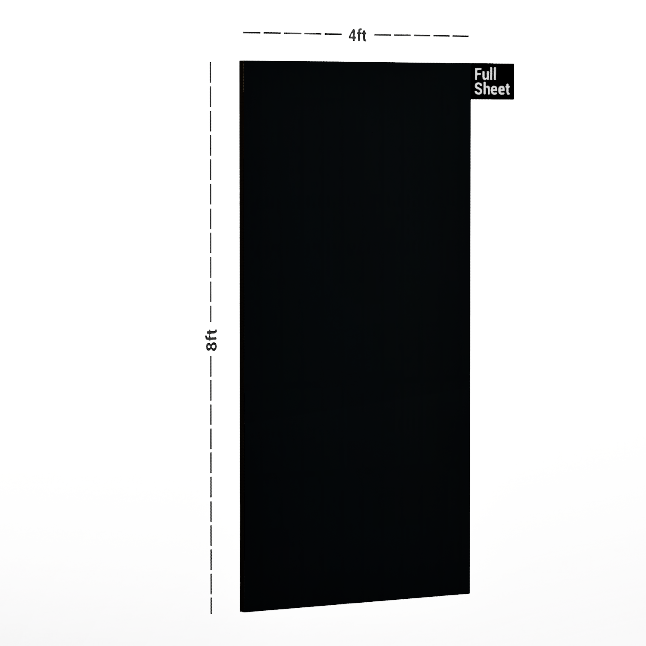 Dimension image of 701 PR Glass Finish 8 ft x 4 ft Acrylic Laminate - 1.5 mm in an isometric setup | Material Depot