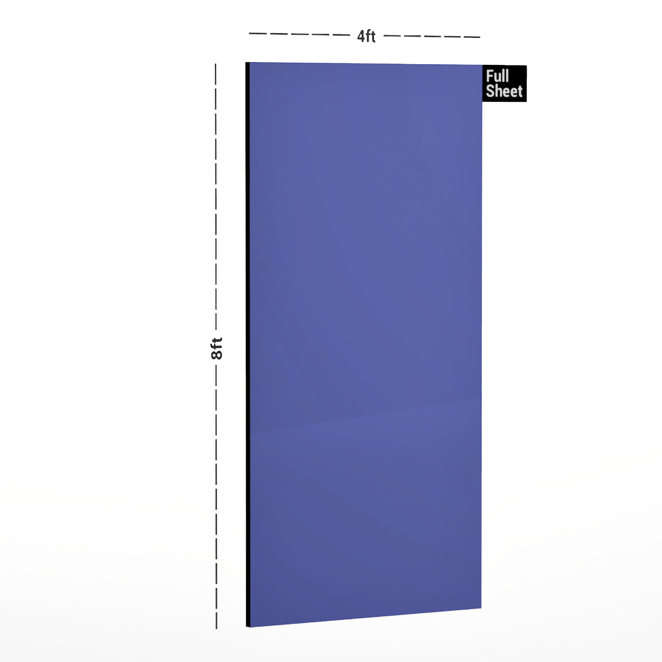 Dimension image of 8313 SF Lavander Solid Pastels Finish 8 ft x 4 ft Laminate - 0.8 mm in an isometric setup | Material Depot