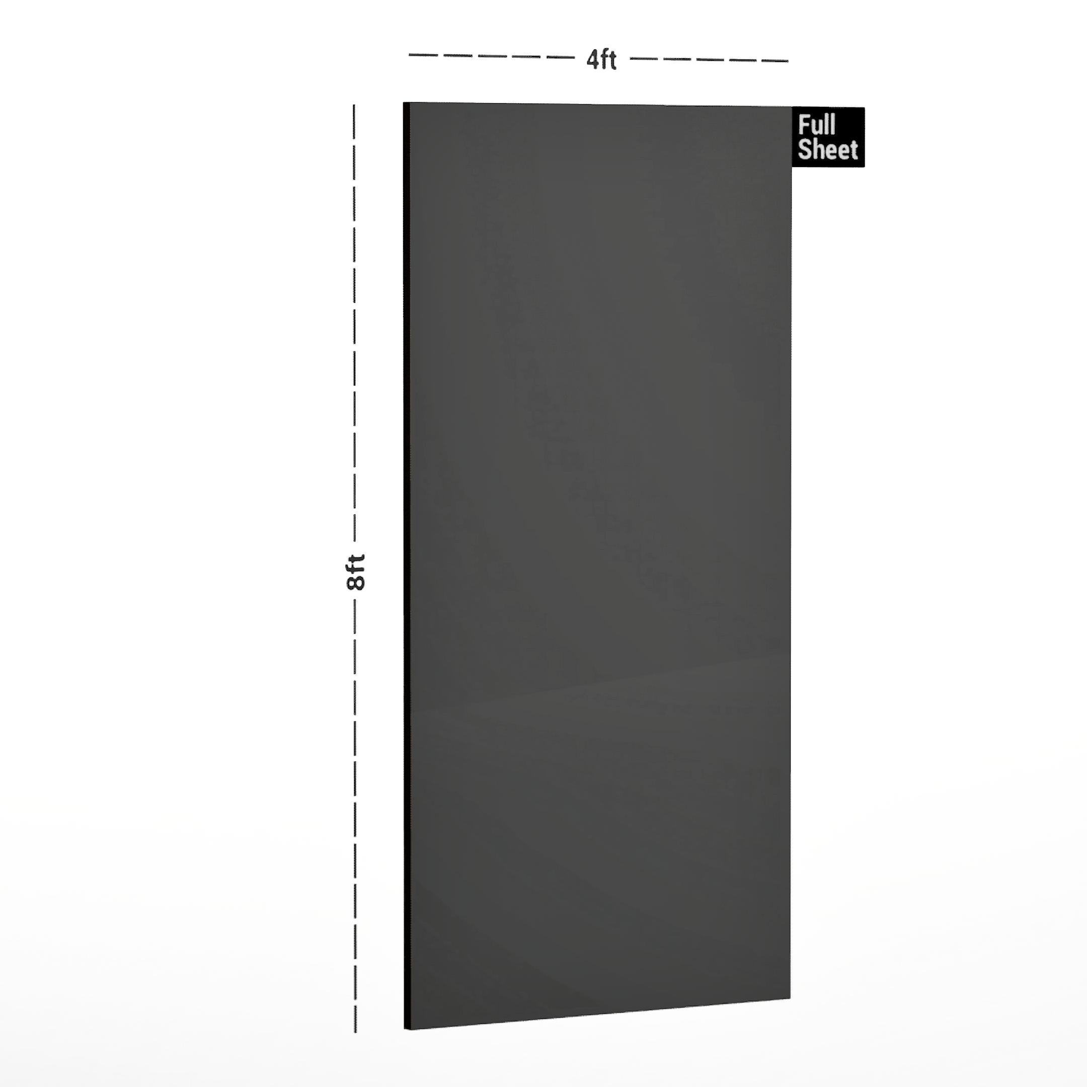 Dimension image of HGL 1115 8 ft x 4 ft High Gloss Finish Laminate - 0.92 mm in an isometric setup | Material Depot