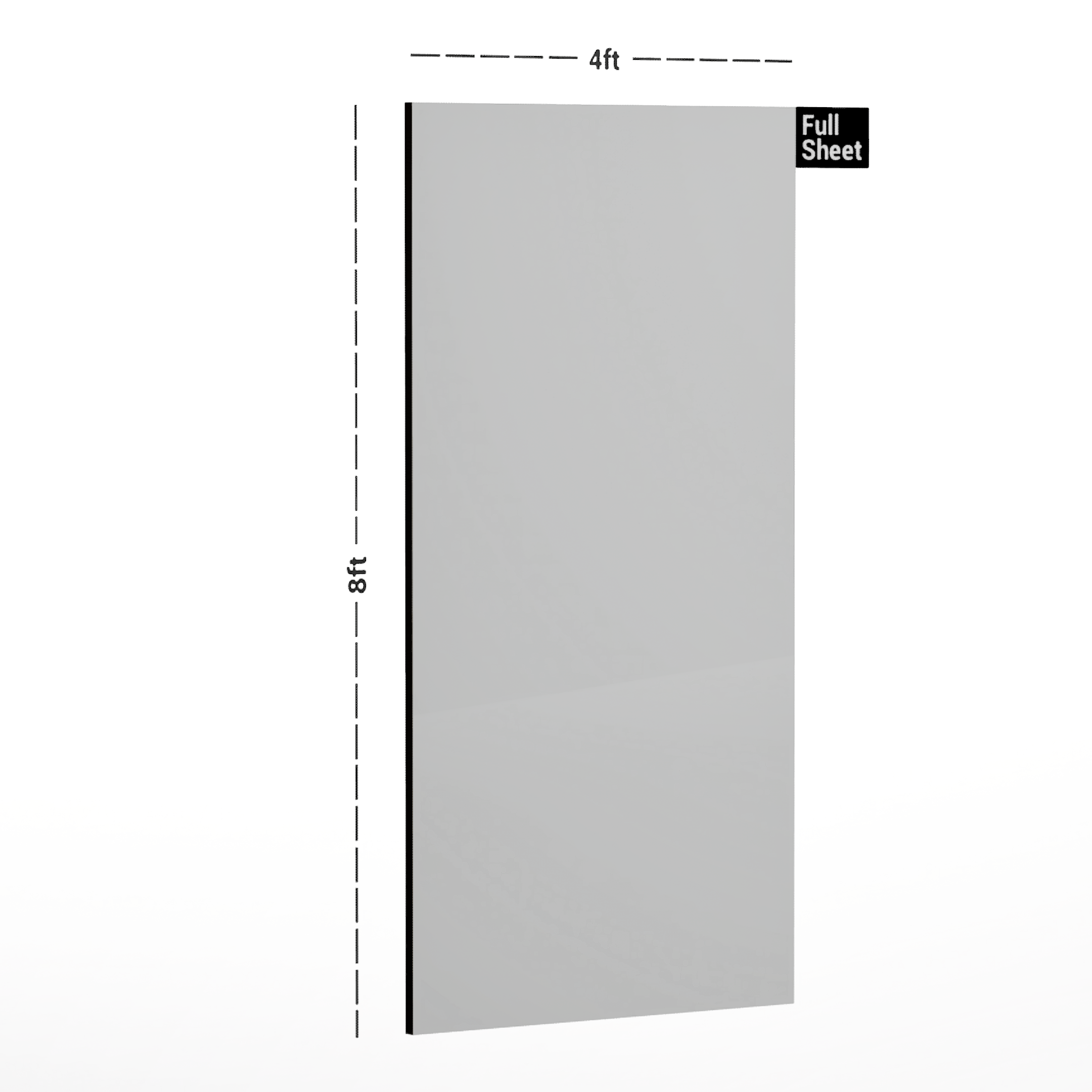 Dimension image of GA 4308 8 ft x 4 ft Matt Finish 6H Antiscratch Acrylic Laminate - 1.5 mm in an isometric setup | Material Depot