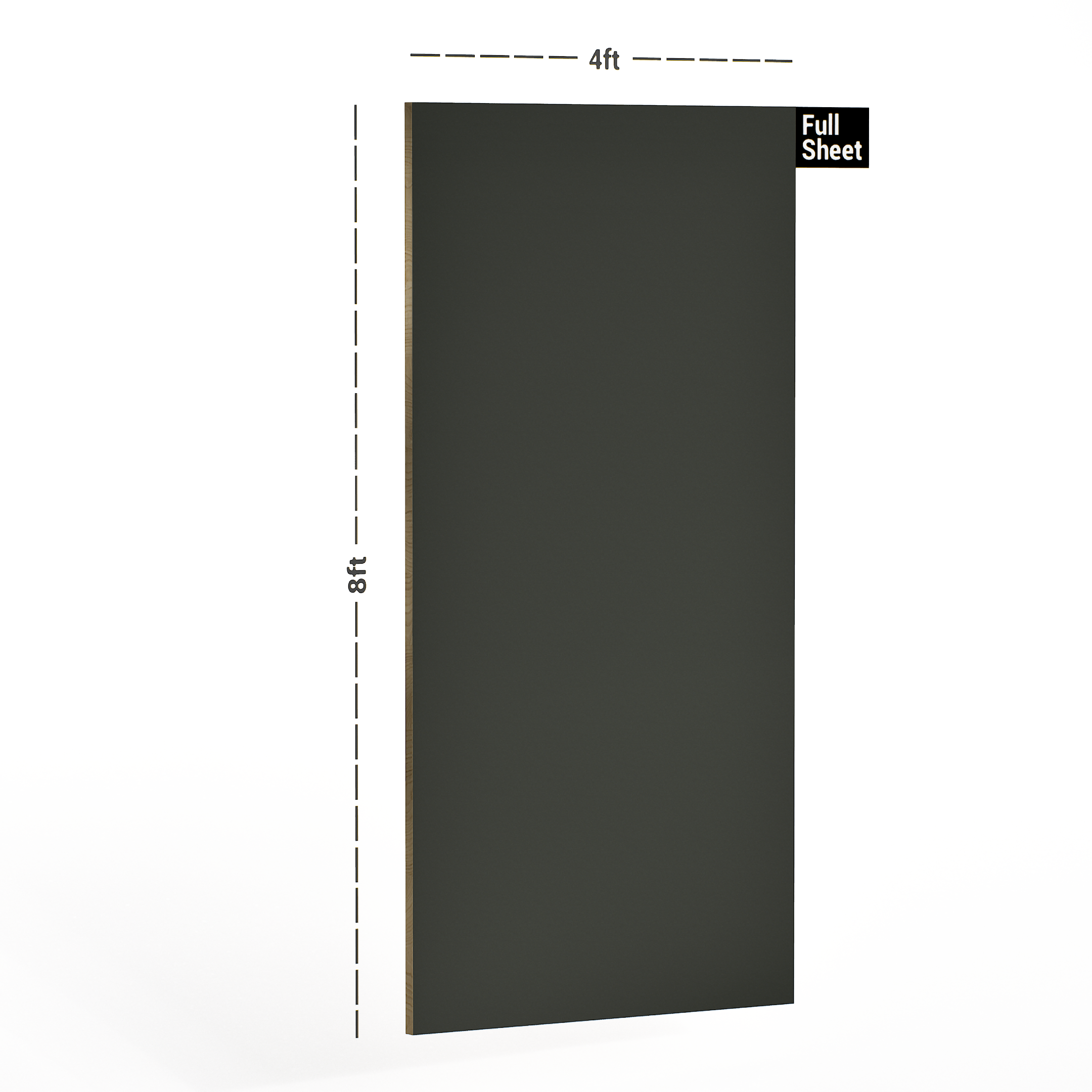 Dimension image of 3810 UC-LG Grey 8 ft x 4 ft Unicor Finish Laminate - 1 mm in an isometric setup | Material Depot