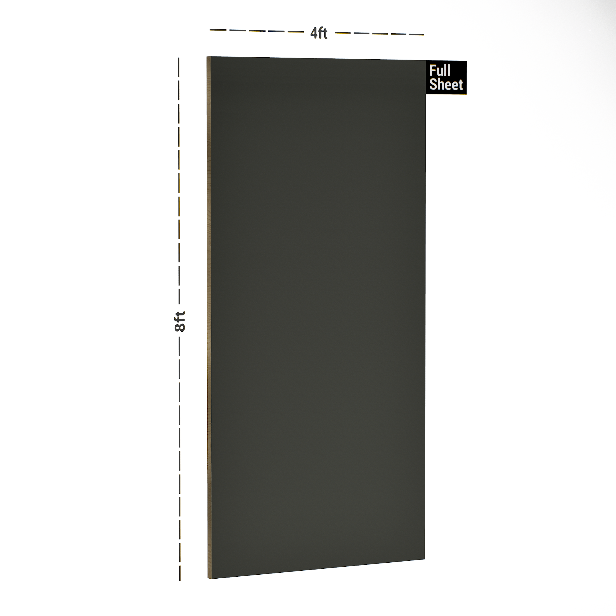 Dimension image of 3559 Gothic Grey 8 ft x 4 ft Solids Suede Finish Laminate - 1 mm in an isometric setup | Material Depot