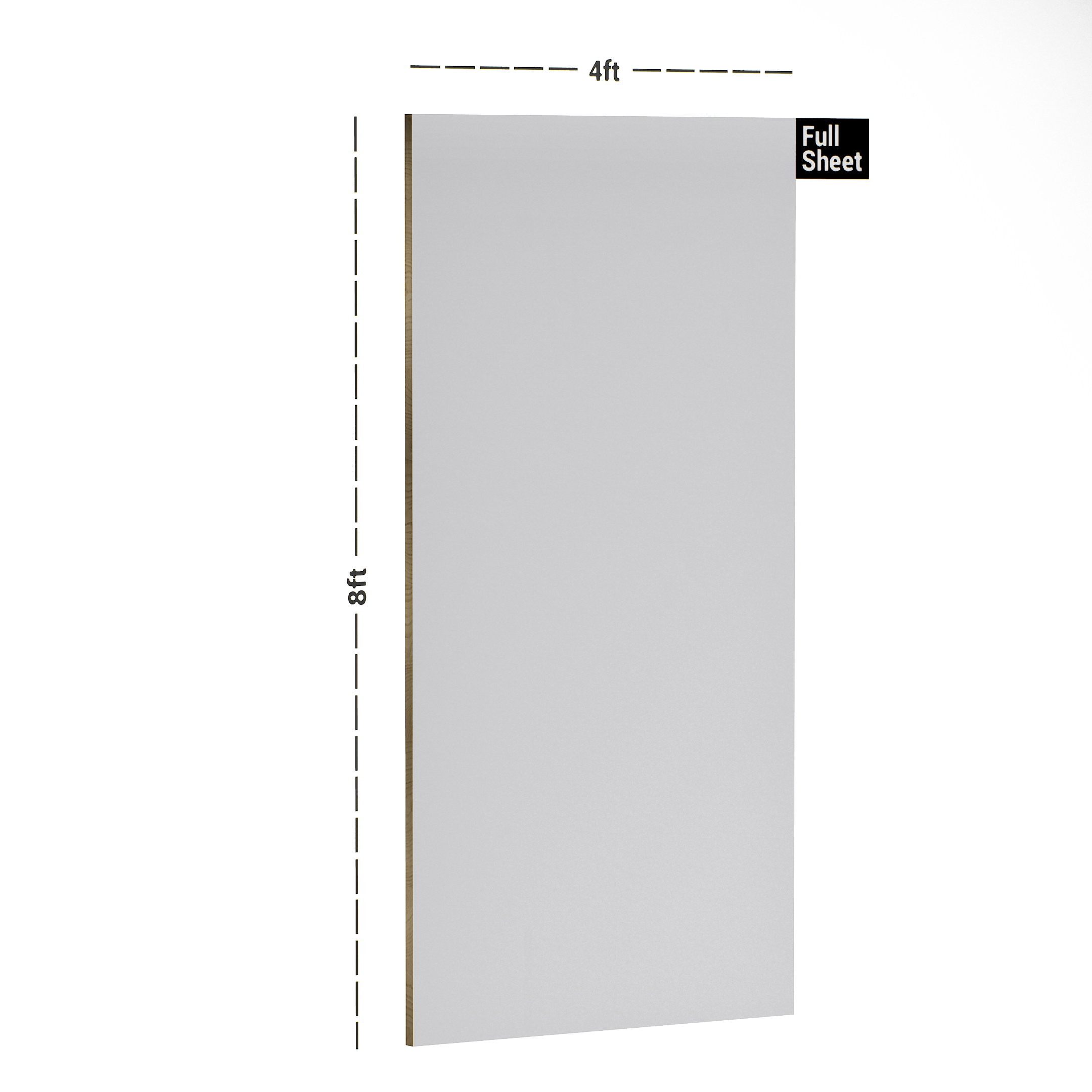 Dimension image of White Marker GL 8 ft x 4 ft Chalk & Marker Board Laminate - 1 mm in an isometric setup | Material Depot