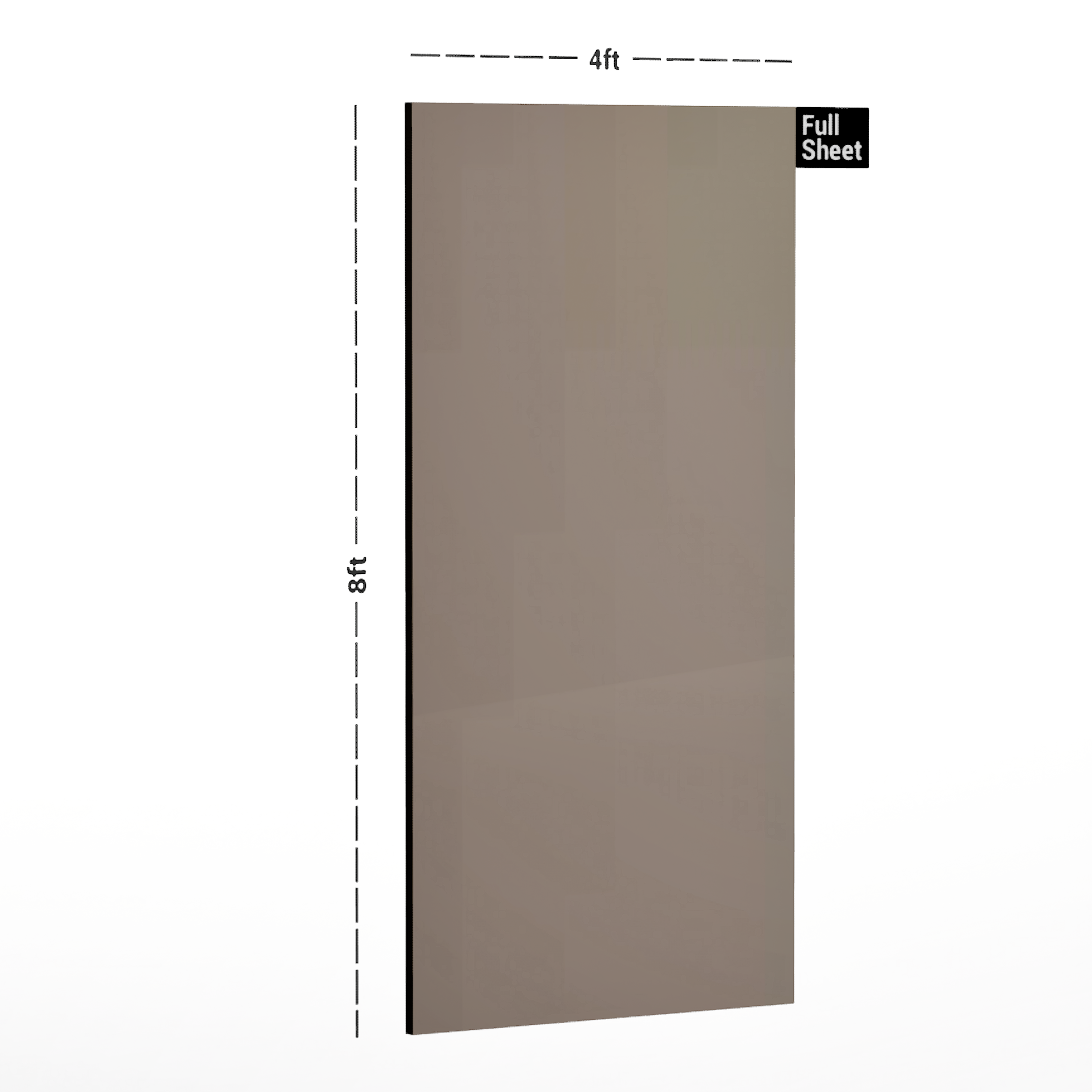 Dimension image of CF 53026 8 ft x 4 ft Glossy Finish Assort Color Fit Laminate - 1 mm in an isometric setup | Material Depot