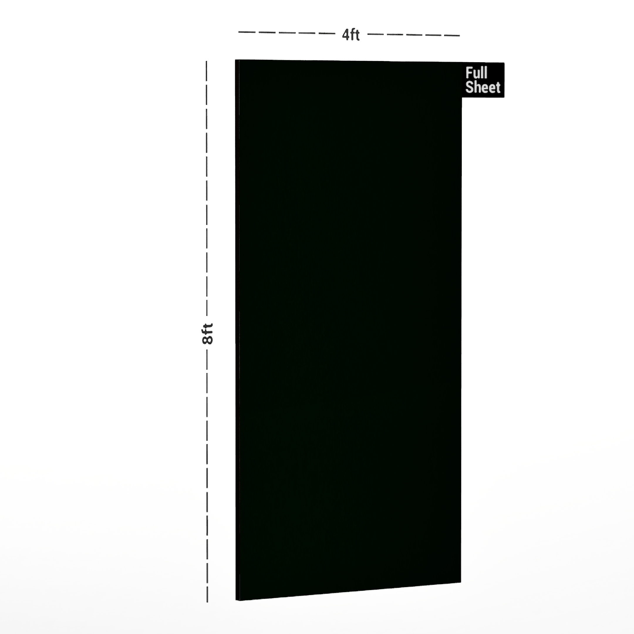 Dimension image of G 519/1519 Dark Green 8 ft x 4 ft Green Tone Finish Laminate - 1 mm in an isometric setup | Material Depot