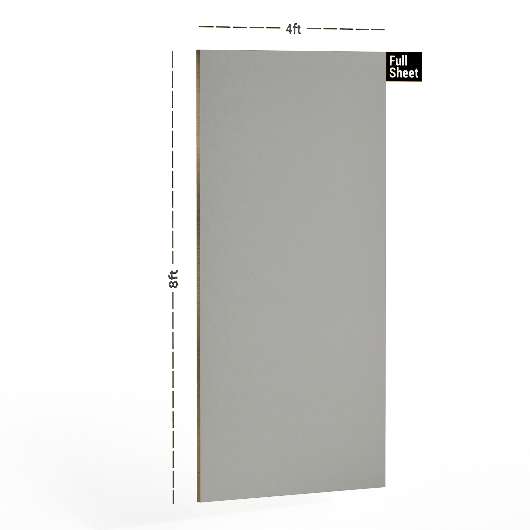 Dimension image of 429 HG Textra Series 8 ft x 4 ft High Gloss Finish Laminate - 1 mm in an isometric setup | Material Depot