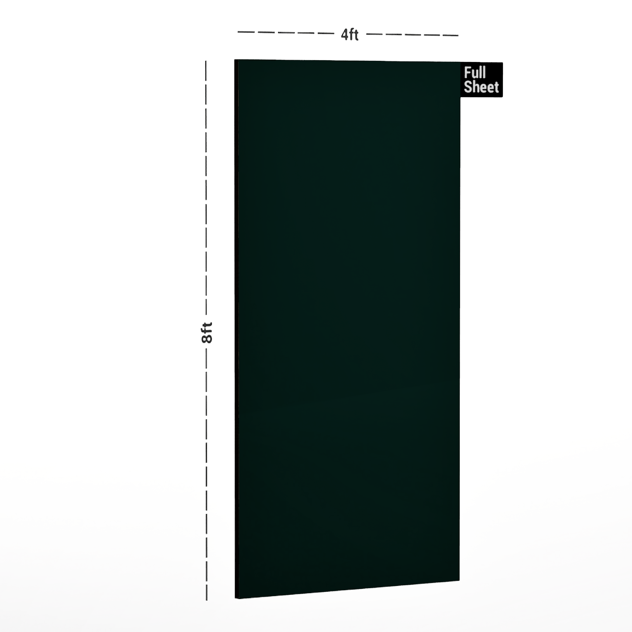 Dimension image of 536 SF Army Green 8 ft x 4 ft Plain Colors SF Finish Liner Laminate - 0.8 mm in an isometric setup | Material Depot