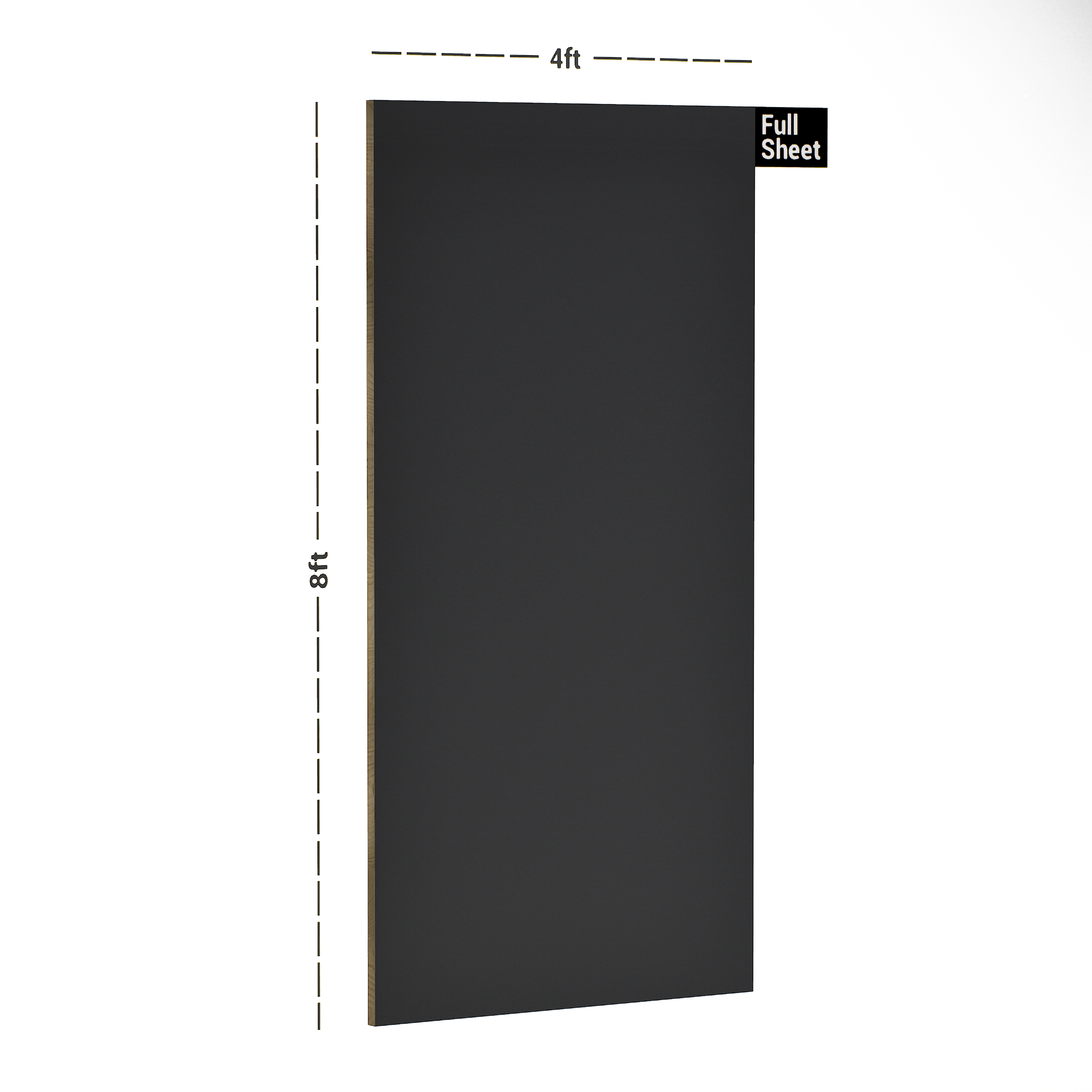 Dimension image of 247 A12 Slate Grey CC 8 ft x 4 ft Color Core Finish Laminate - 1 mm in an isometric setup | Material Depot