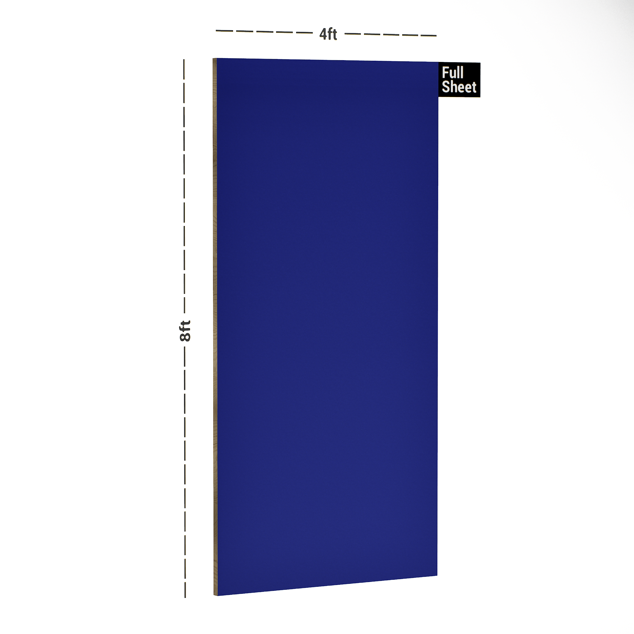 Dimension image of 254 SF Atlantic Blue 8 ft x 4 ft Suede Finish Laminate - 1 mm in an isometric setup | Material Depot