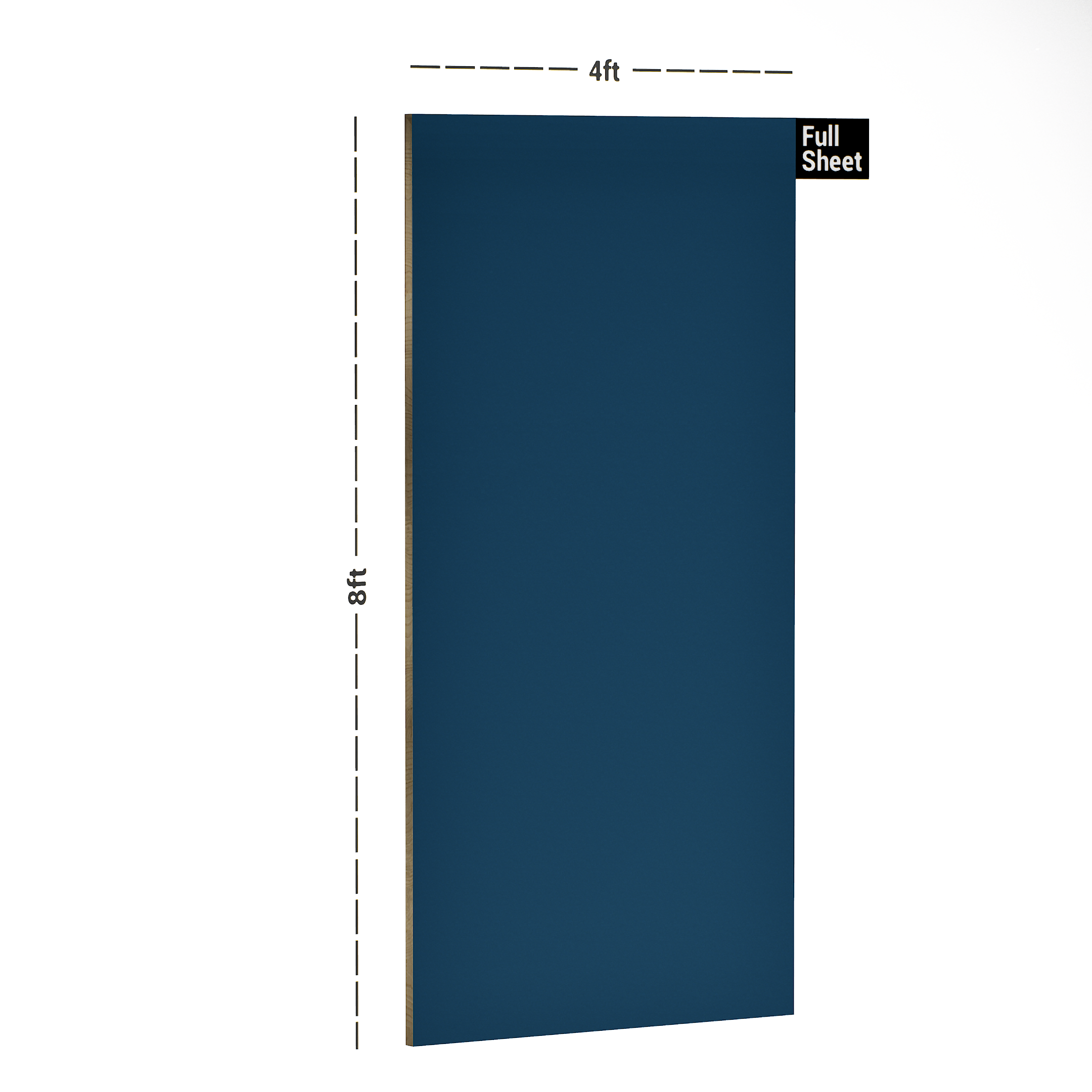 Dimension image of PC 97 SF Prussian 8 ft x 4 ft Suede Finish Laminate - 1 mm in an isometric setup | Material Depot