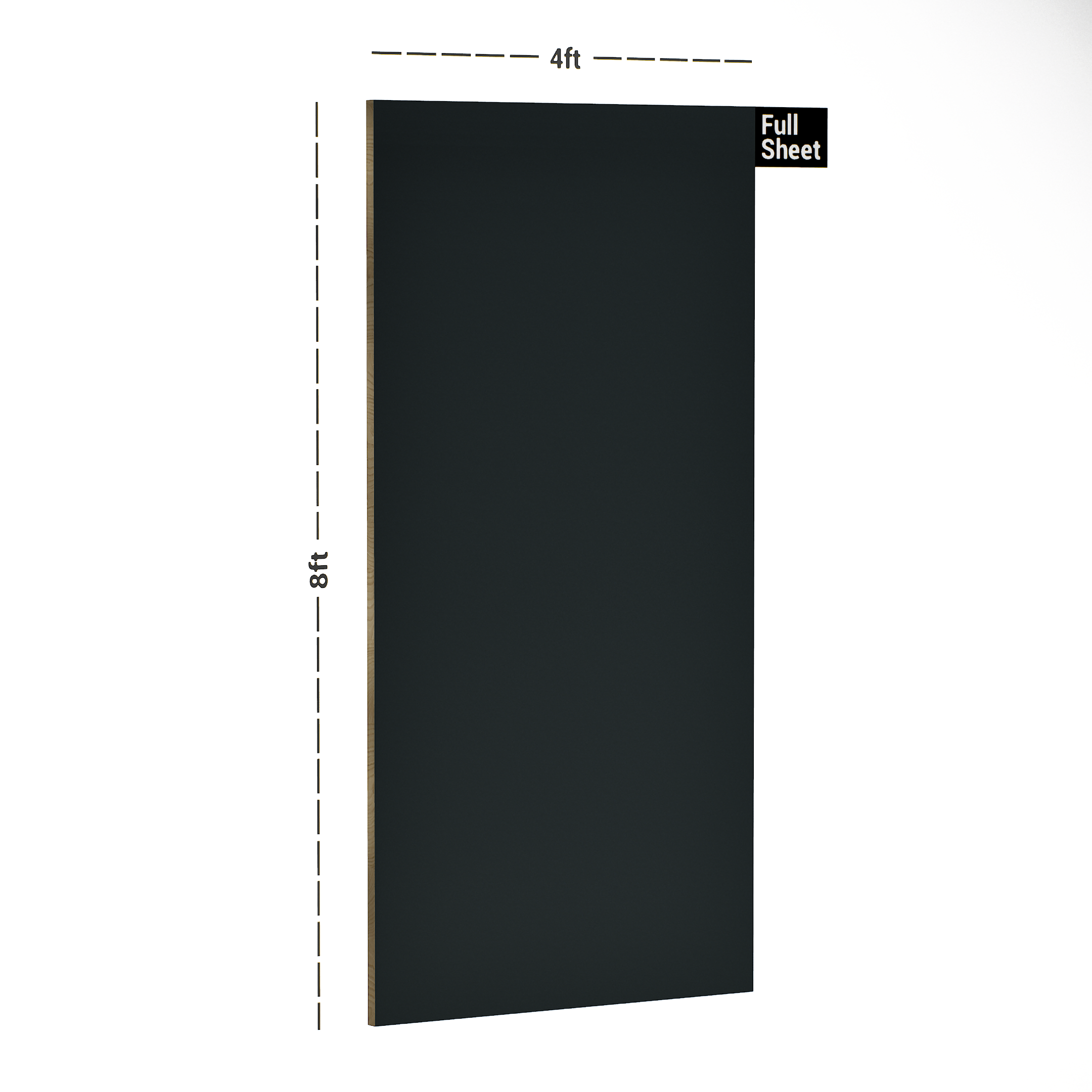 Dimension image of 1653 HG PR Mettallic Grey 8 ft x 4 ft Laminate - 0.8 mm in an isometric setup | Material Depot