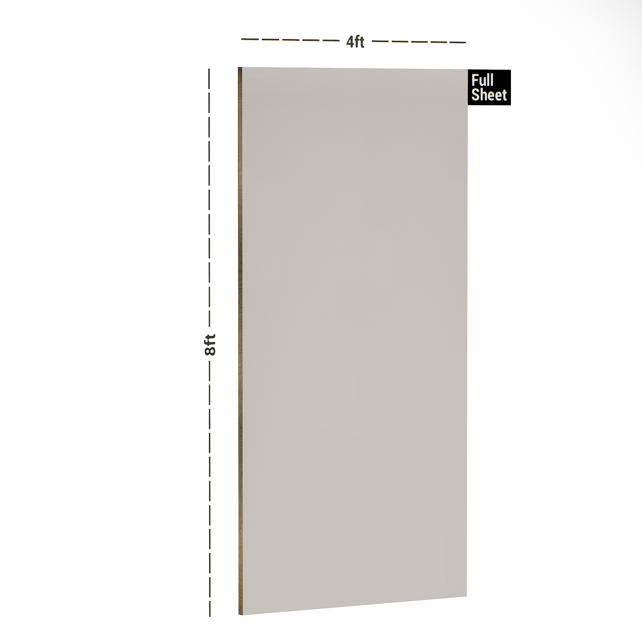 Dimension image of S1282 CM Classic White 8 ft x 4 ft Matte Finish Classic Matt Series Sainik Laminate - 1 mm in an isometric setup | Material Depot