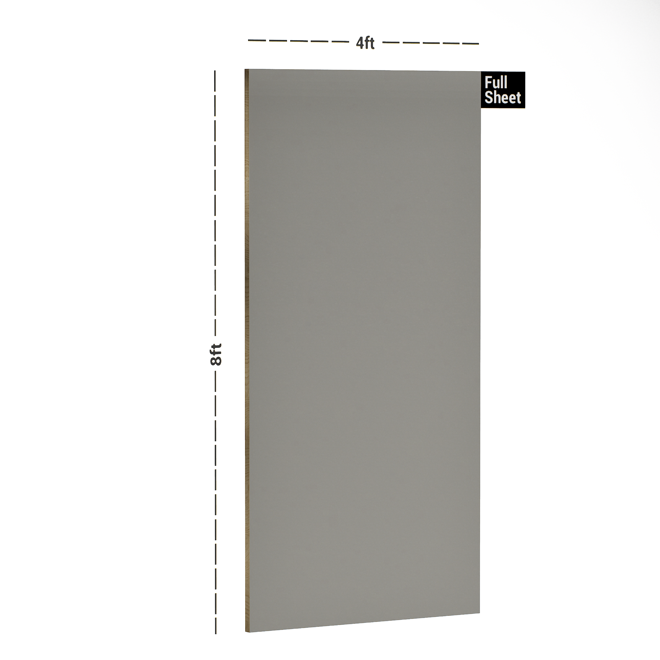 Dimension image of TR 1572 8 ft x 4 ft High Gloss Finish Ontari Series 6H Anti Scratch Acrylic Laminate - 1.5 mm in an isometric setup | Material Depot