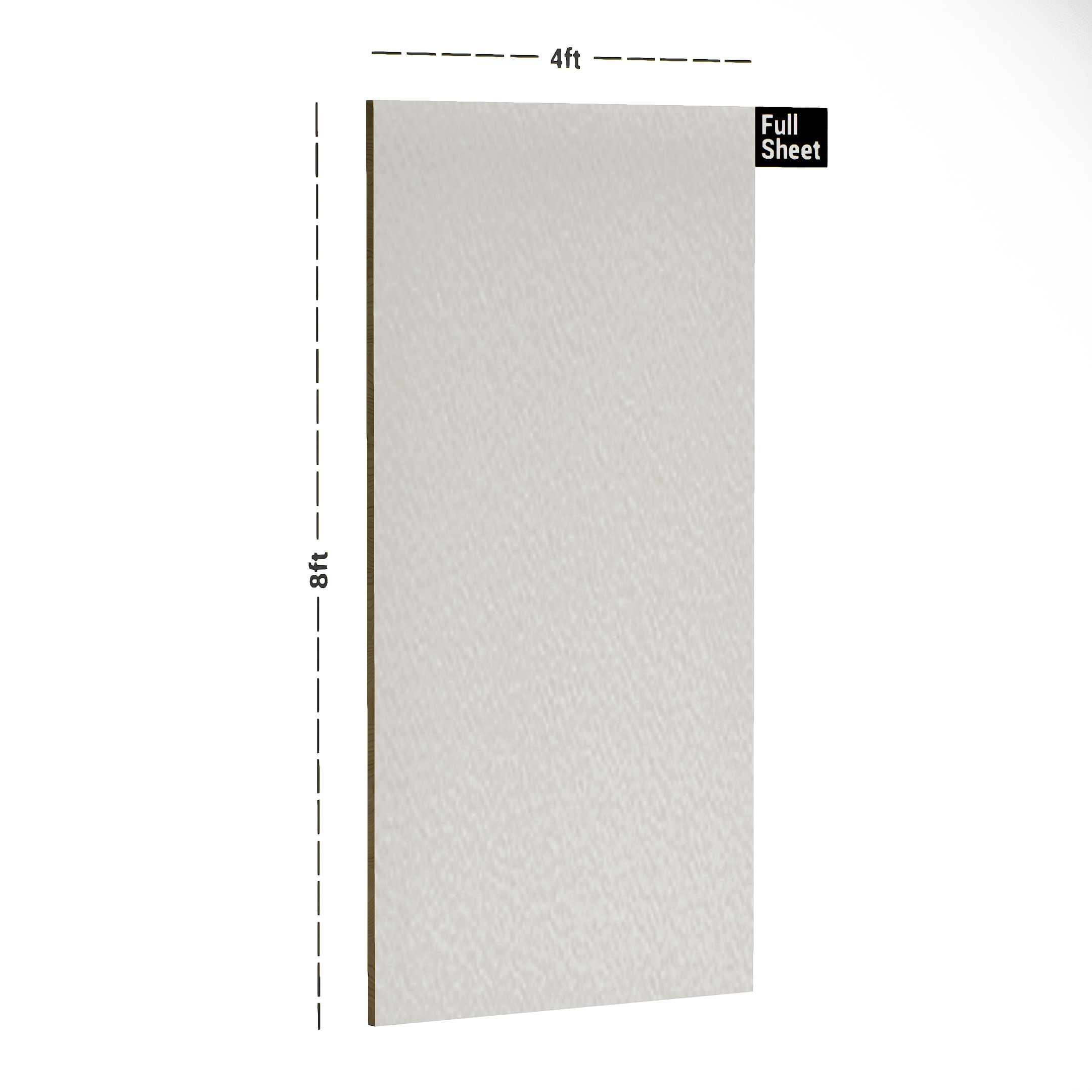 Dimension image of 303 BNT 8 ft x 4 ft Benton Finish Decorative Laminate - 1 mm in an isometric setup | Material Depot