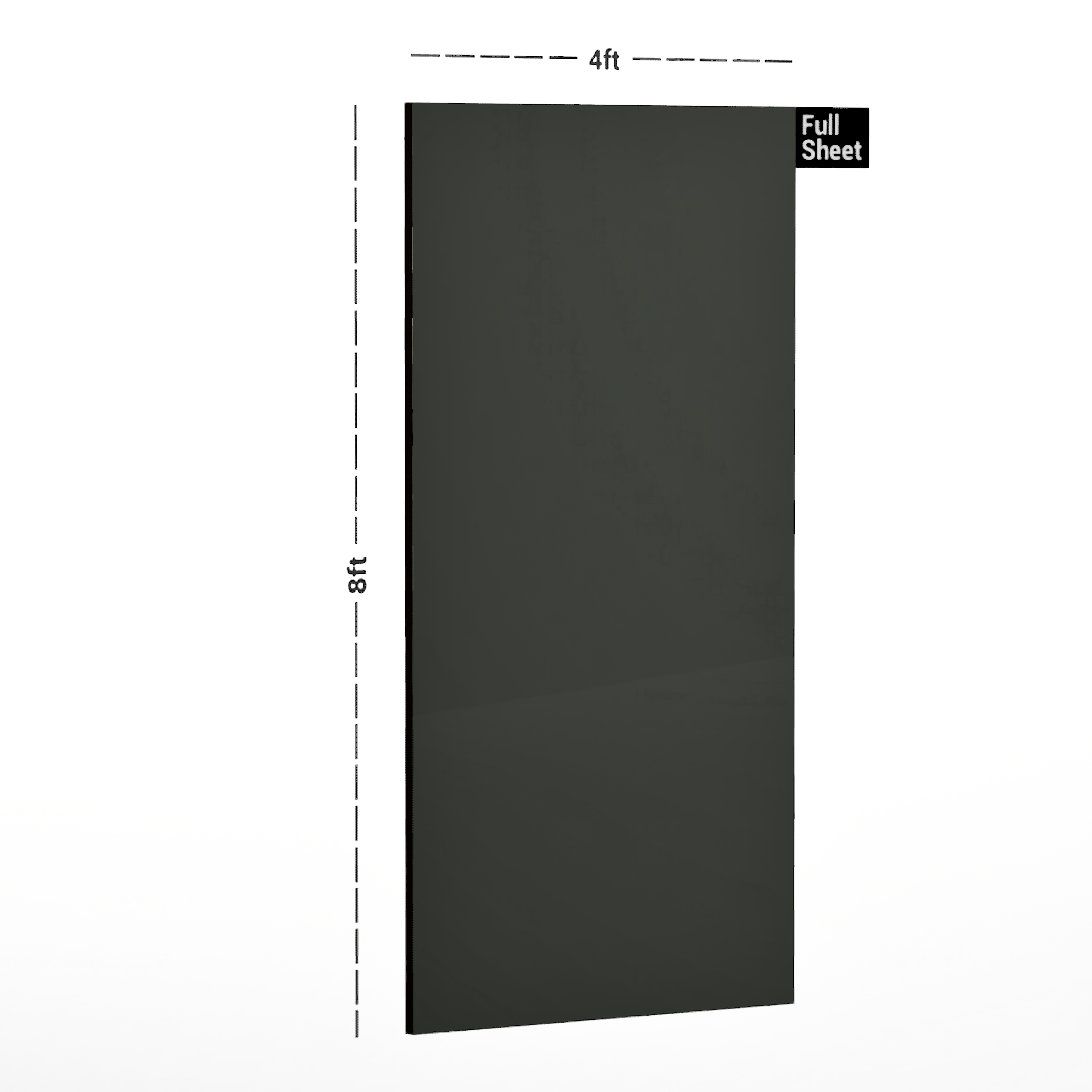 Dimension image of ACR 6013 Shadow 8 ft x 4 ft Ultra Trend Finish Acrylic Laminate - 1.5 mm in an isometric setup | Material Depot