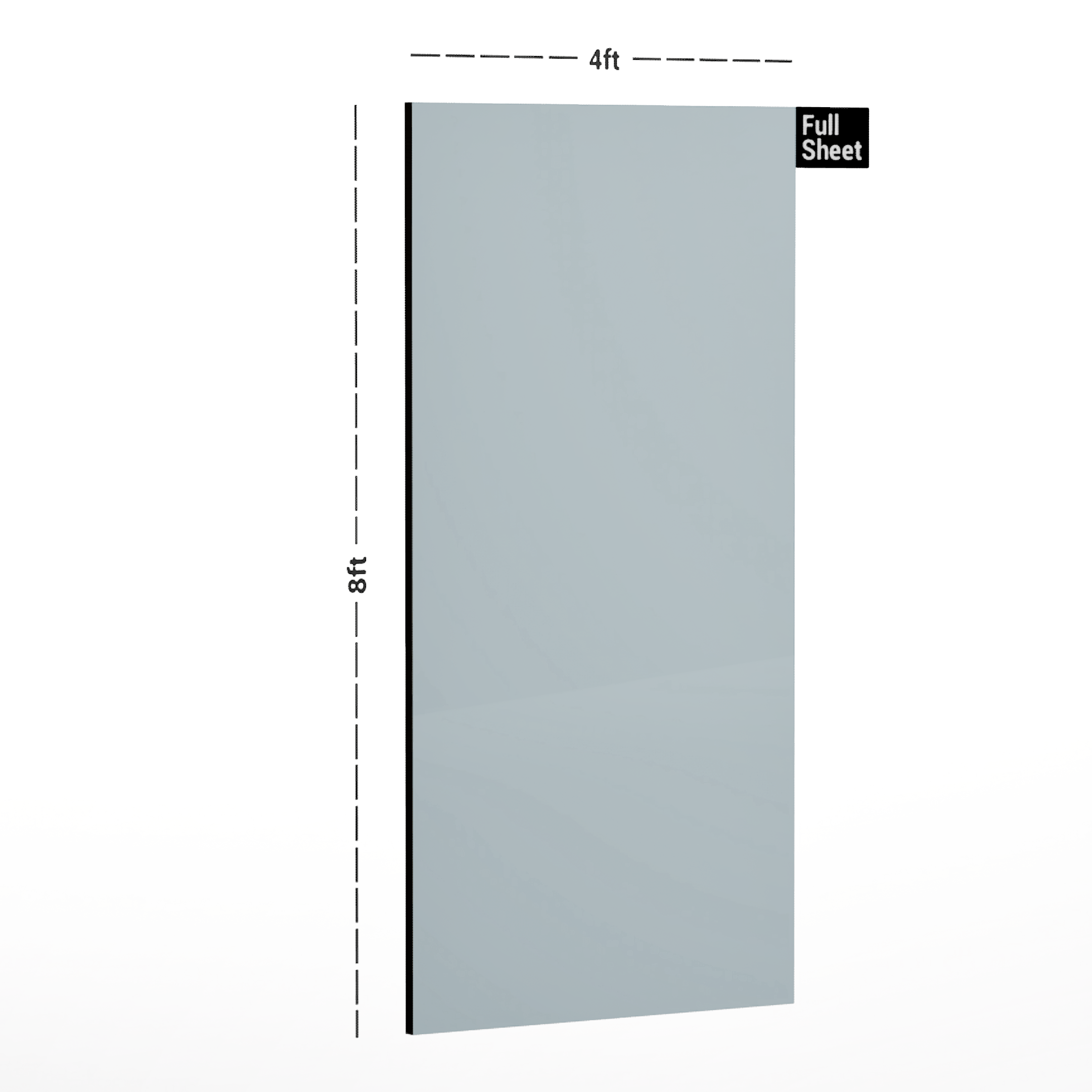 Dimension image of ACR 1534 Capri 8 ft x 4 ft Ultra Trend Finish Acrylic Laminate - 1.5 mm in an isometric setup | Material Depot