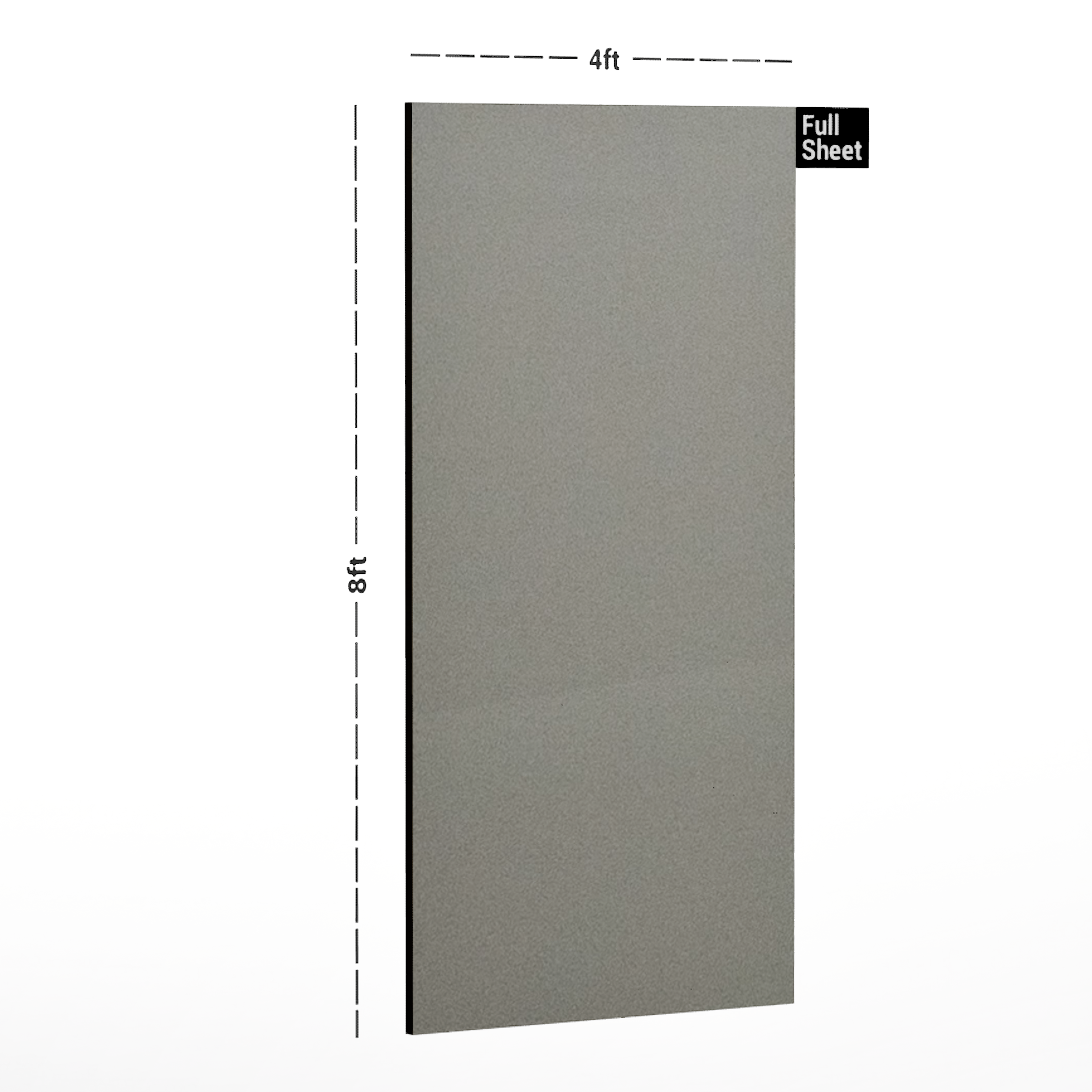 Dimension image of AP 7002 Pearl Canvac 8 ft x 4 ft Pearl Finish Glass Acrylic Laminate - 1.5 mm in an isometric setup | Material Depot