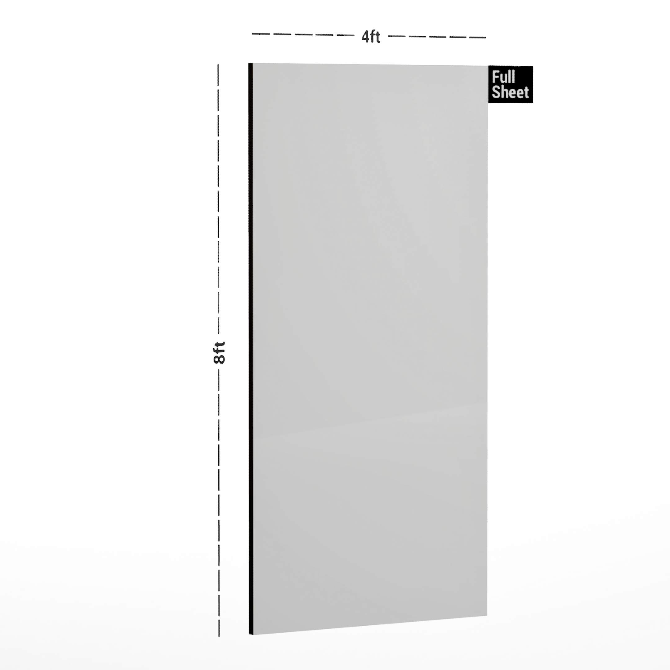 Dimension image of LM 00978 A HT LN White 8 ft x 4 ft Suede Finish Liner Laminate - 0.7 mm in an isometric setup | Material Depot