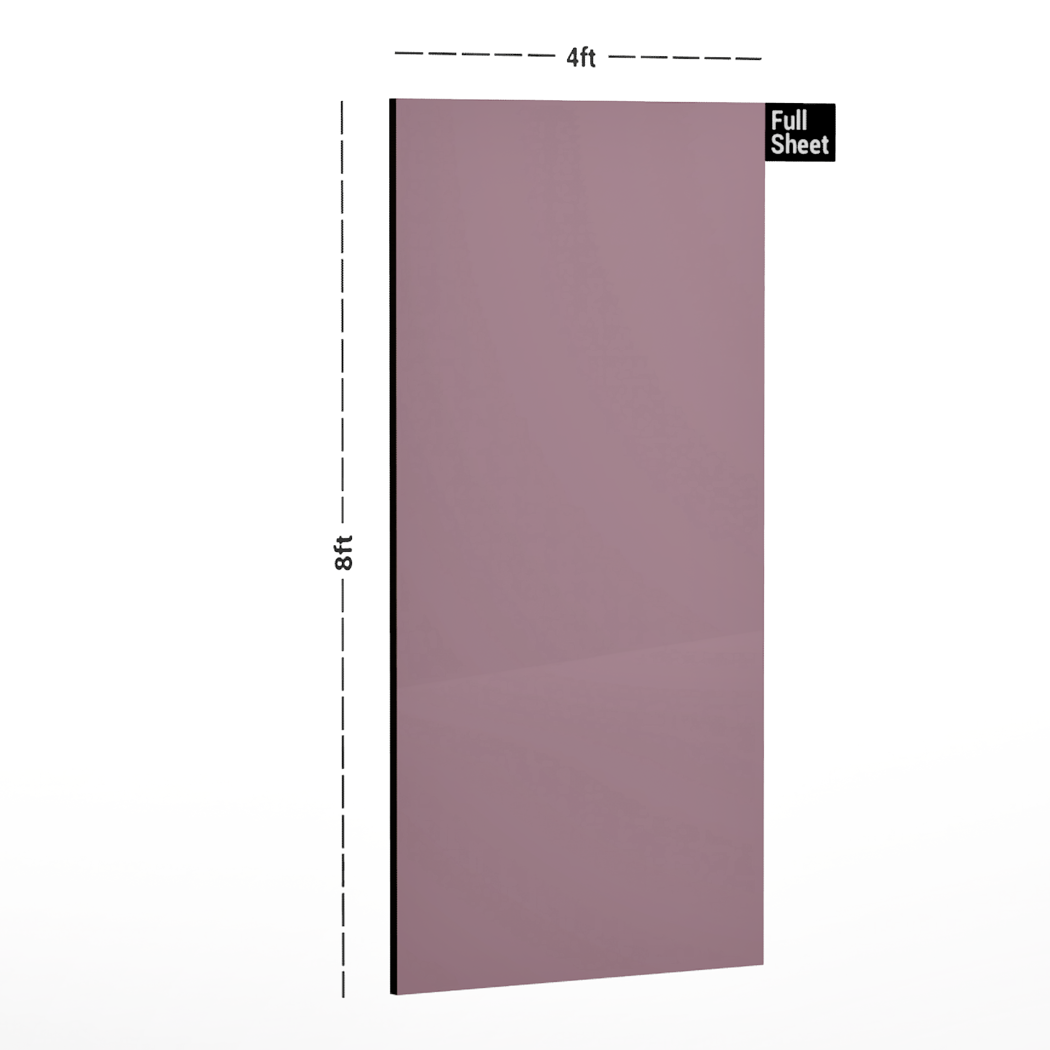 Dimension image of LM 01167 E PVC Core High Gloss And Matte Dual Finish 8 ft x 4 ft Laminate - 1.5 mm in an isometric setup | Material Depot