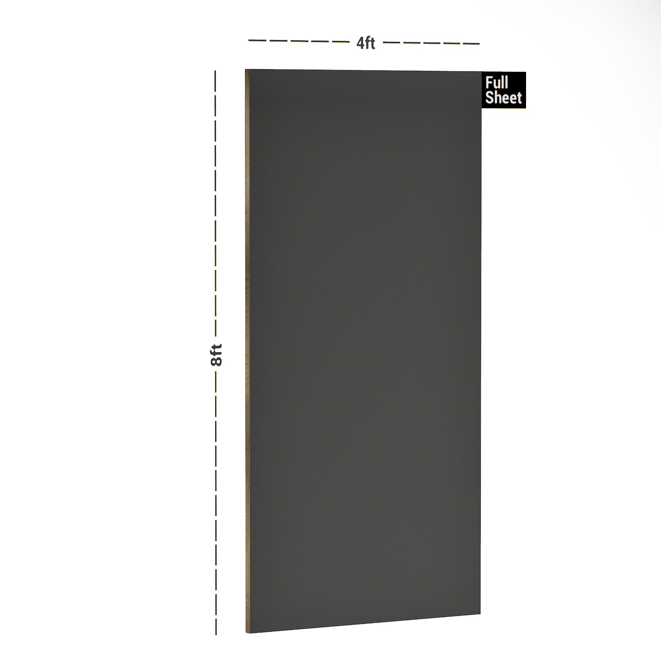 Dimension image of LM 10496 B SMT | Cloudy Grey 8 ft x 4 ft Super Matte Finish Decorative Laminate - 1 mm in an isometric setup | Material Depot