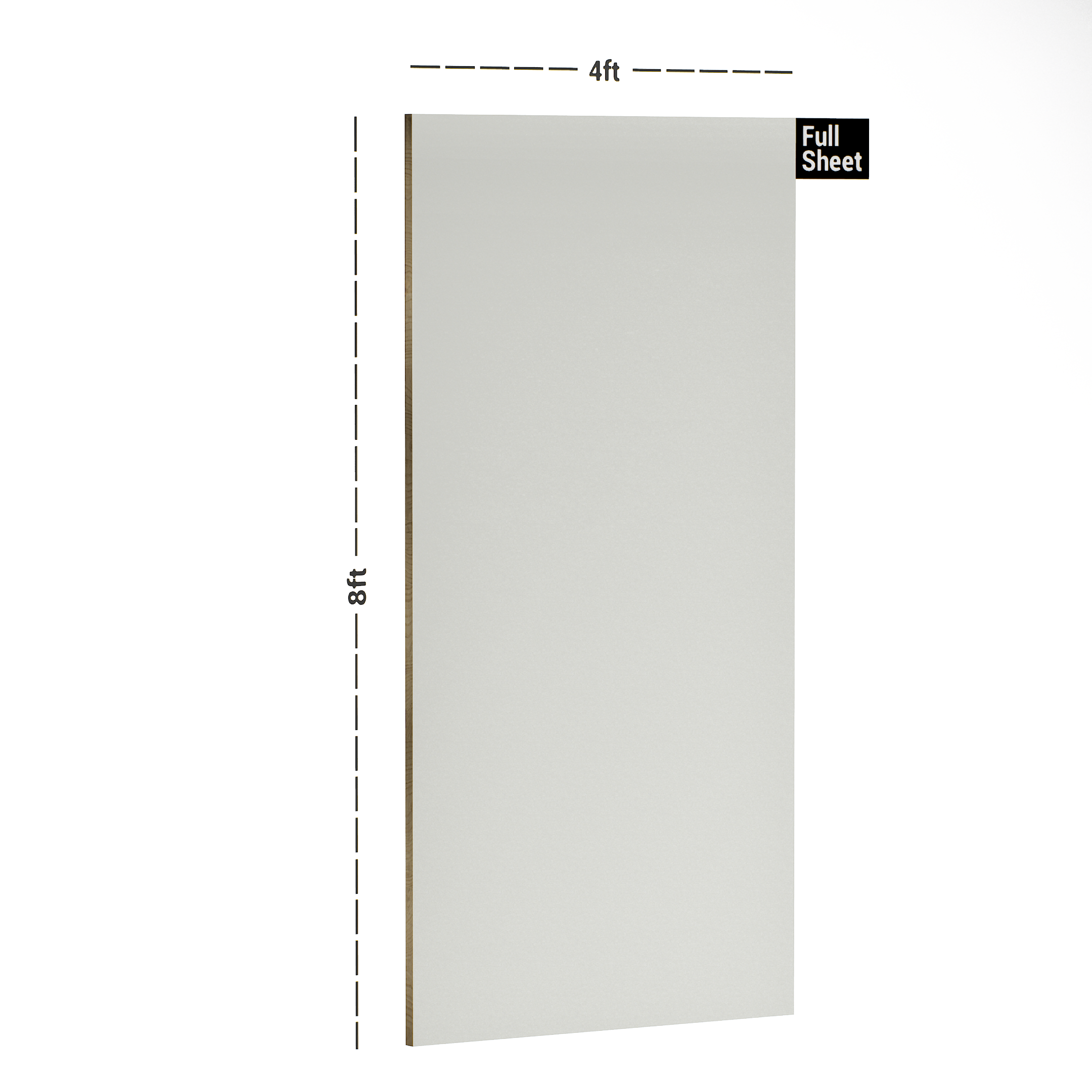 Dimension image of LM 10534 B SMT | Cool Grey 8 ft x 4 ft Super Matte Finish Decorative Laminate - 1 mm in an isometric setup | Material Depot