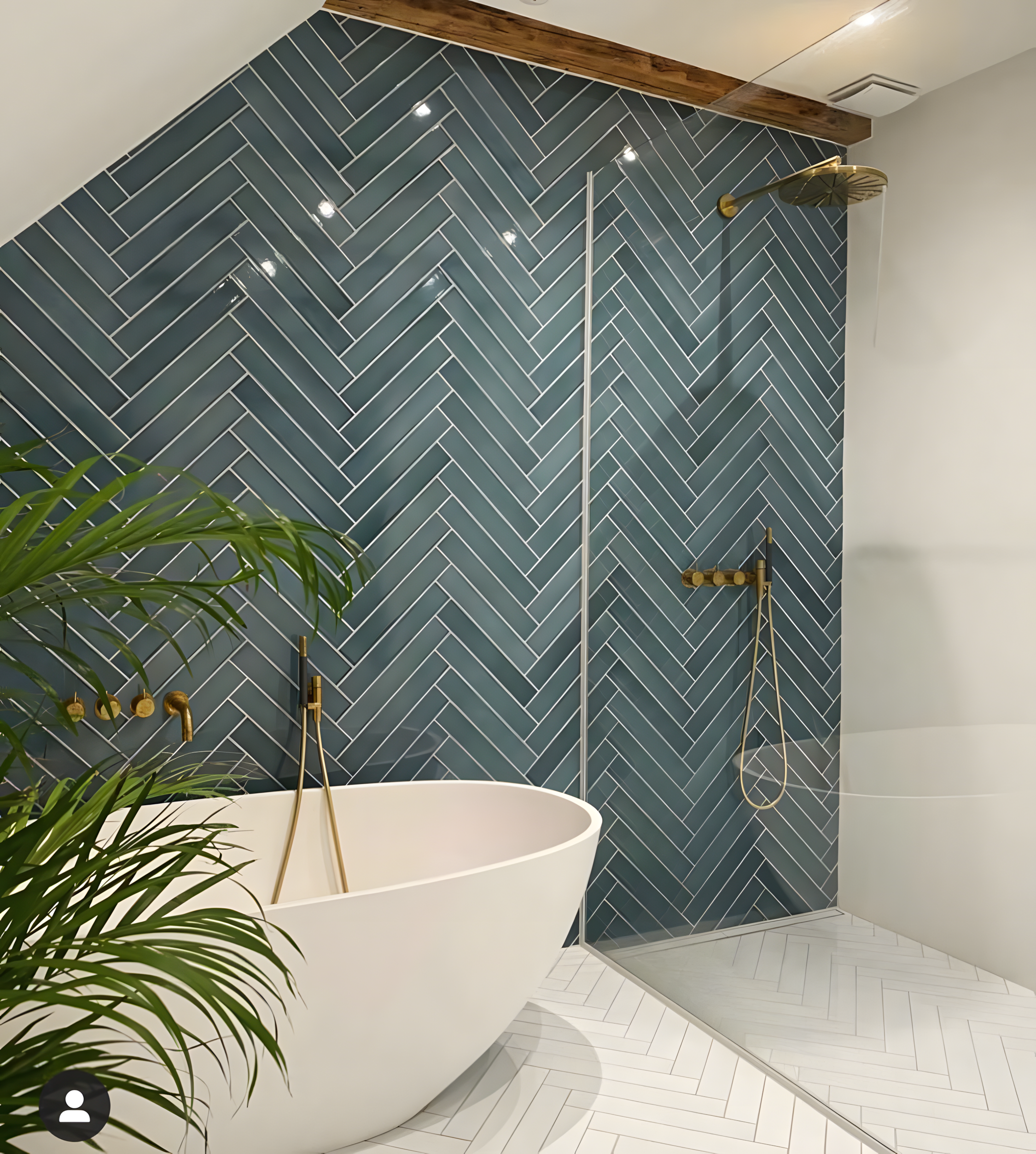 Luxurious Bathroom with Herringbone Tiles | Material Depot