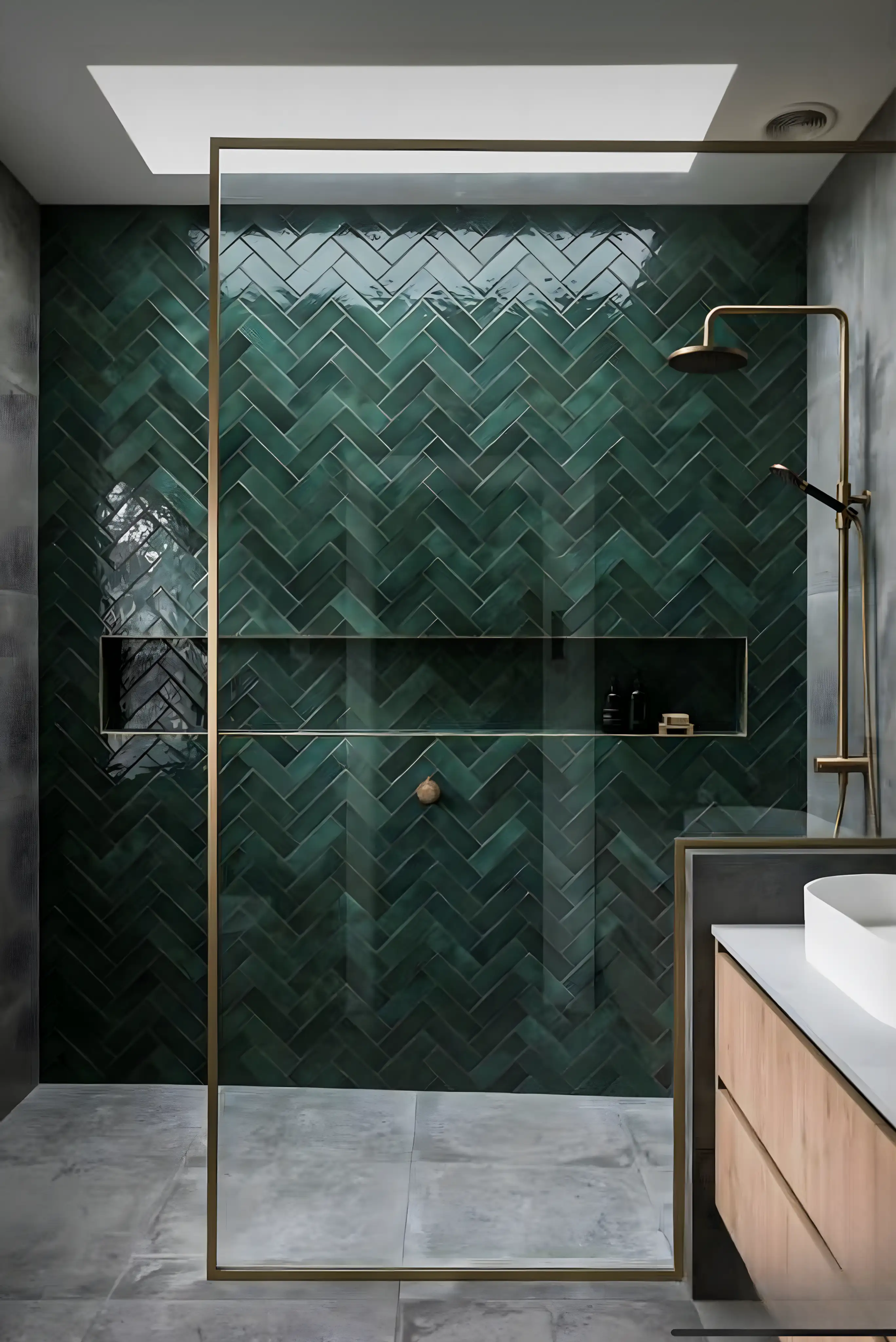 Luxurious Herringbone Shower Retreat | Material Depot