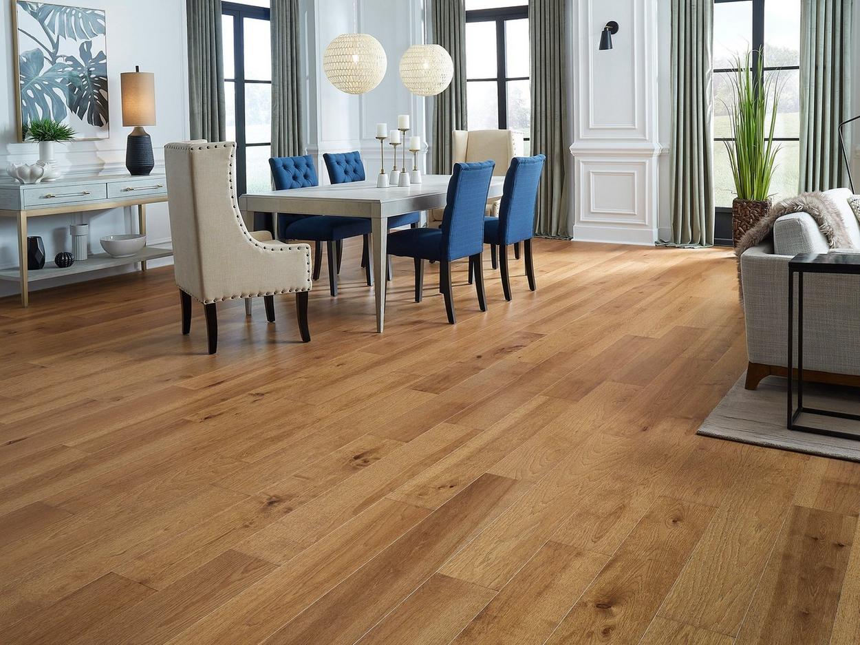 Dining area with wooden flooring